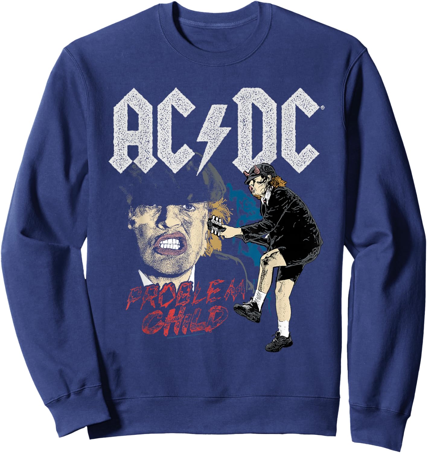 AC/DC Angus Young Problem Child , Black, S Sweatshirt - Sweatshirt | Navy