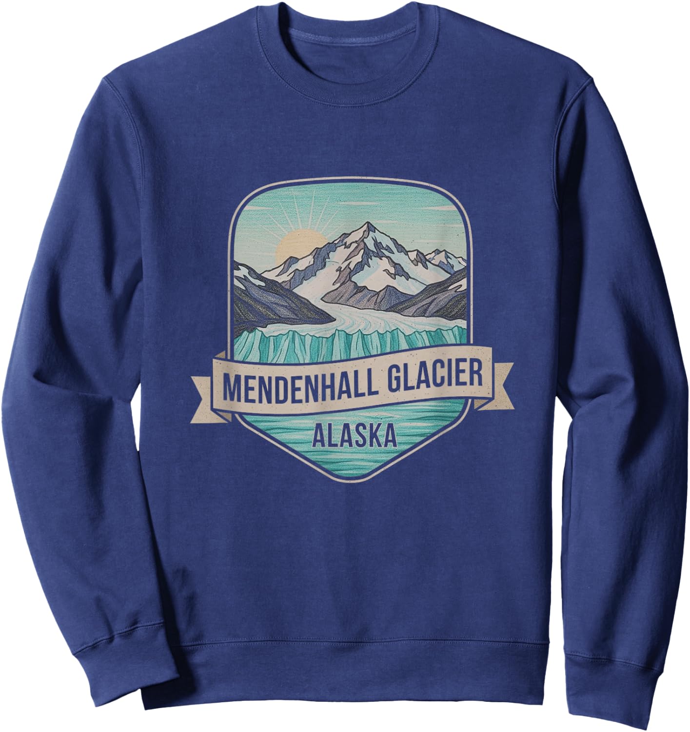 Retro Mendenhall Glacier Alaska Drawing Art Design Sweatshirt - Sweatshirt | Navy