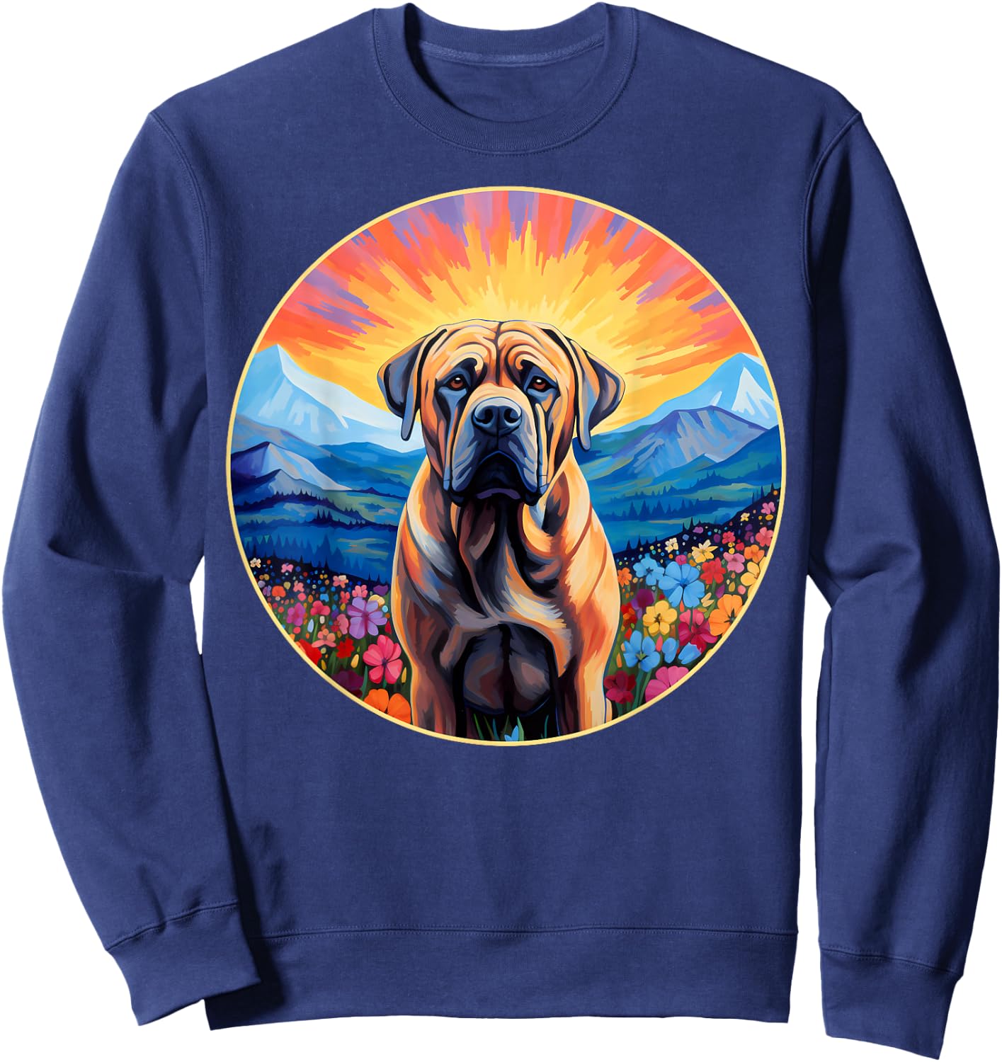 Cute Boerboel Flower Mountain South African Mastiff Dog Sweatshirt - Sweatshirt | Navy
