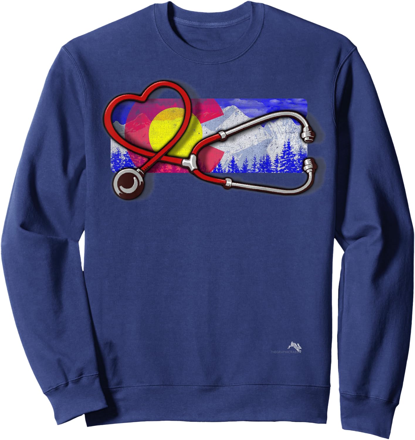 Colorado Nurse - Heart & Stethoscope Sweatshirt - Sweatshirt | Navy