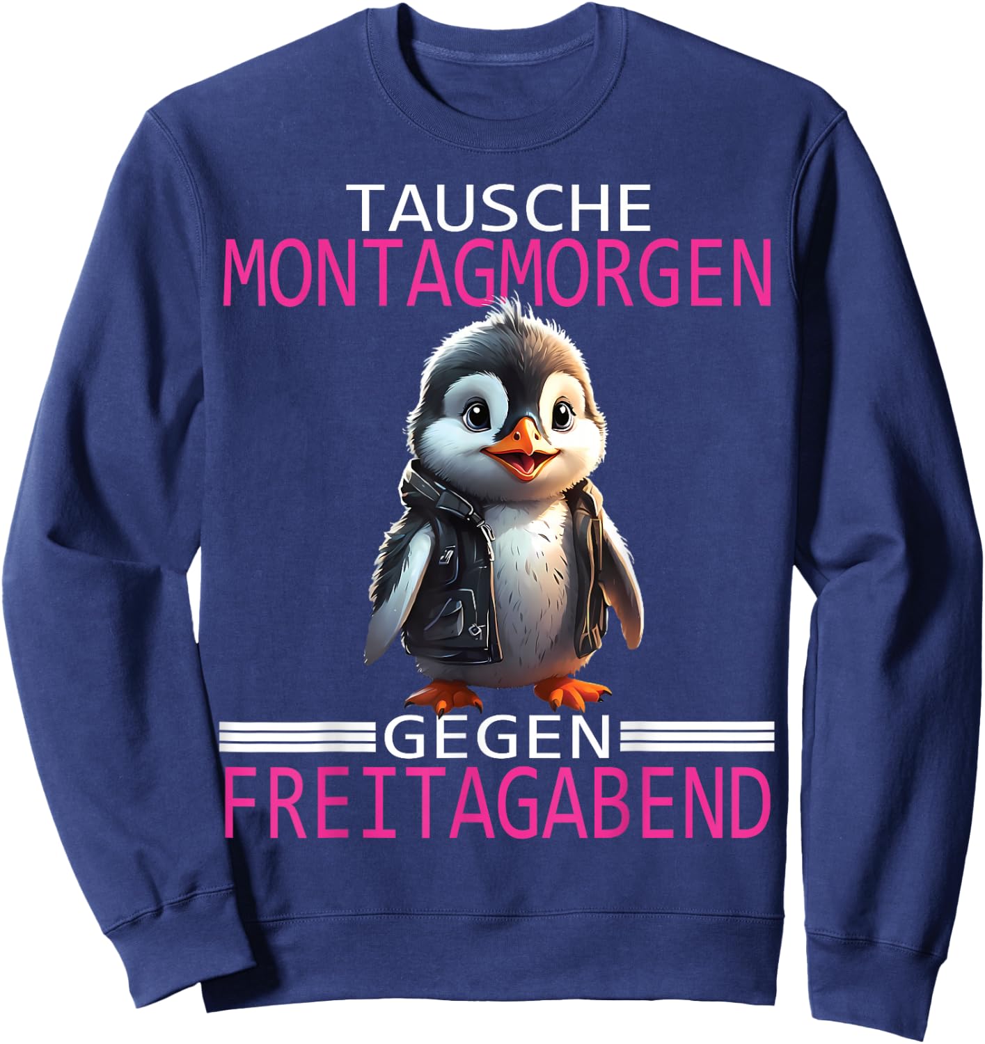Arbeiten Witziger Lustiger Spruch Fun Sprüche süßes Pinguin Sweatshirt - Sweatshirt | Navy