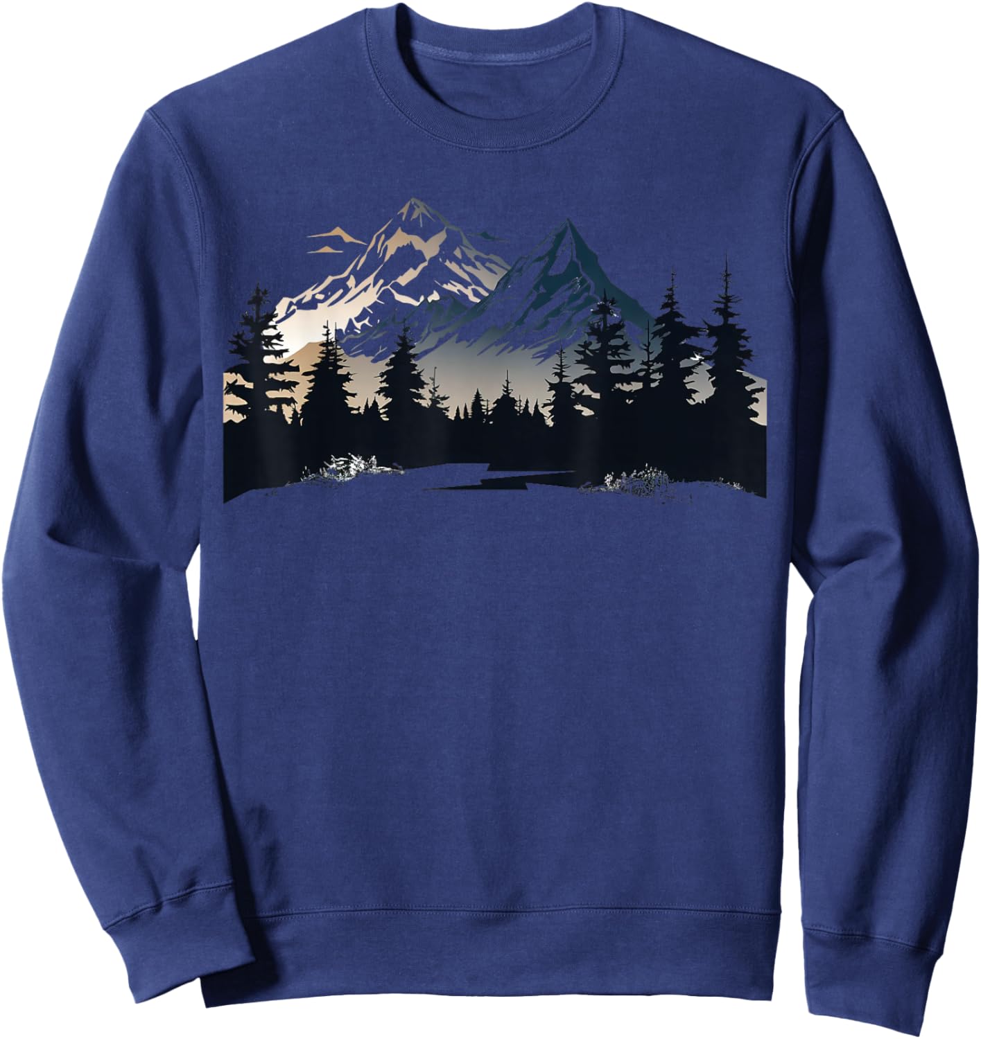 with Alps in the Forest with Trees Nature the Mountains Sweatshirt - Sweatshirt | Navy