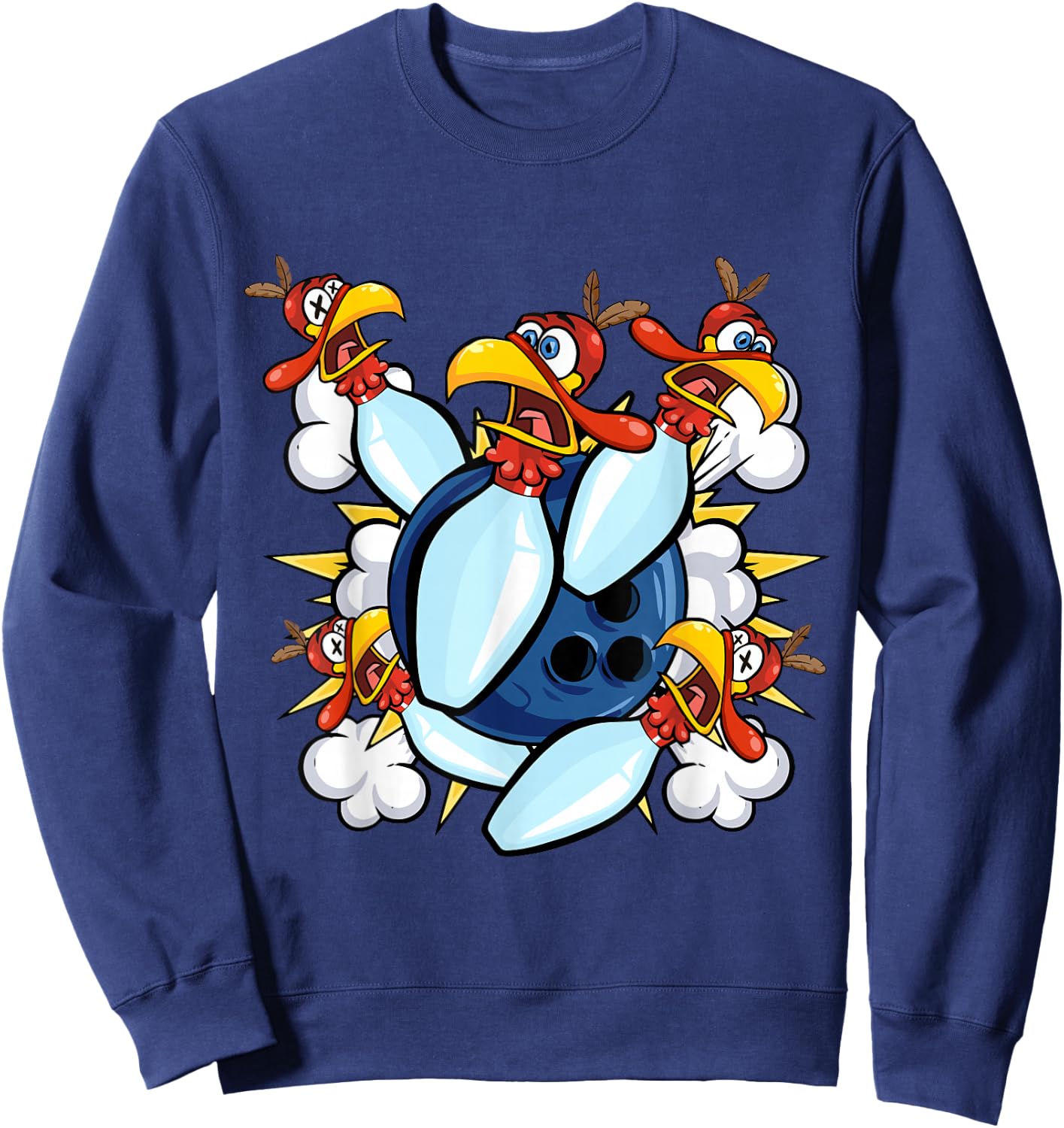 Thanksgiving Bowl Bowler Strike Pin Sport Turkey Bowling Sweatshirt - Sweatshirt | Navy