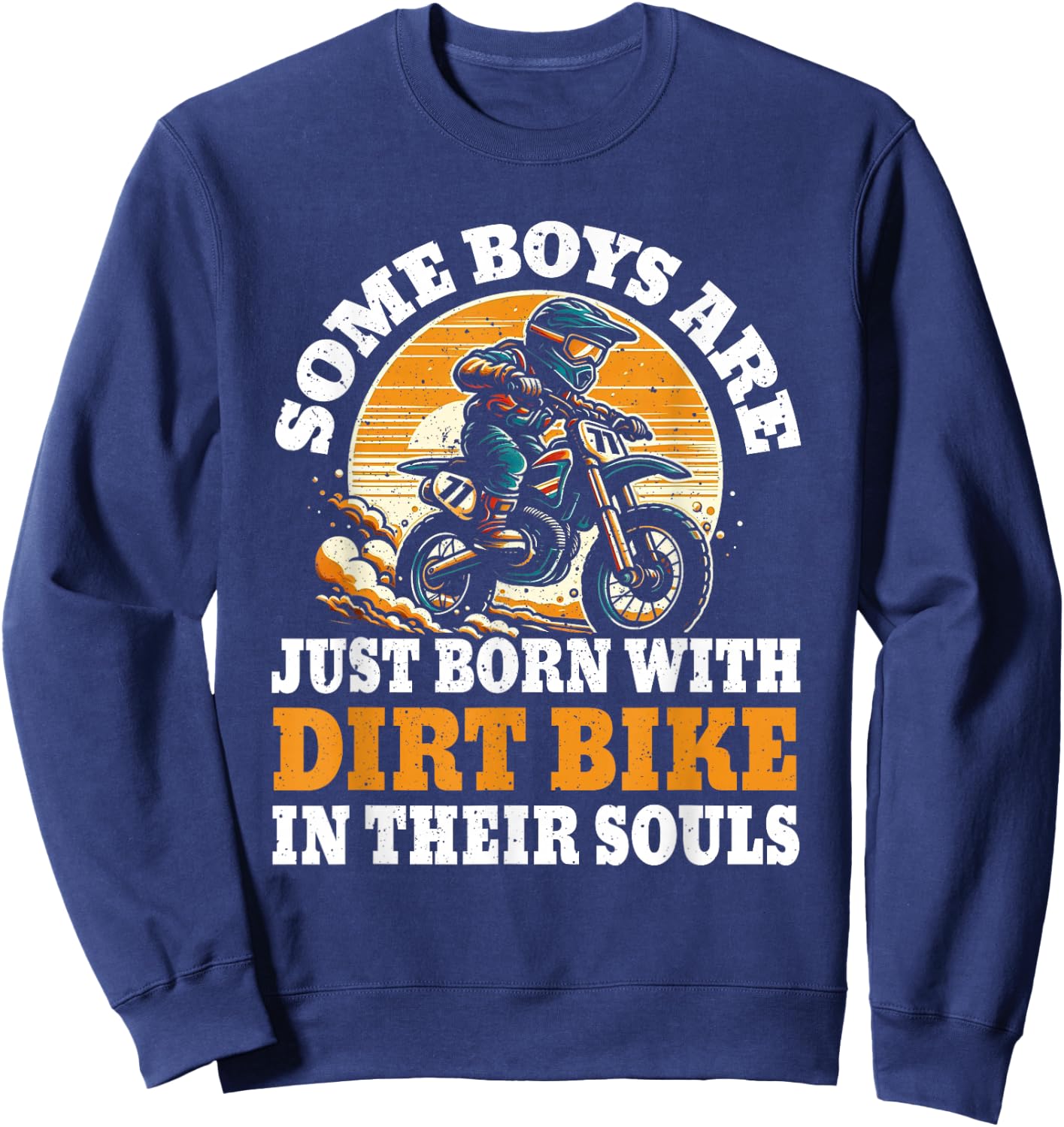 Youth Boy Dirt Bike Toddler Motocross Sweatshirt - Sweatshirt | Navy