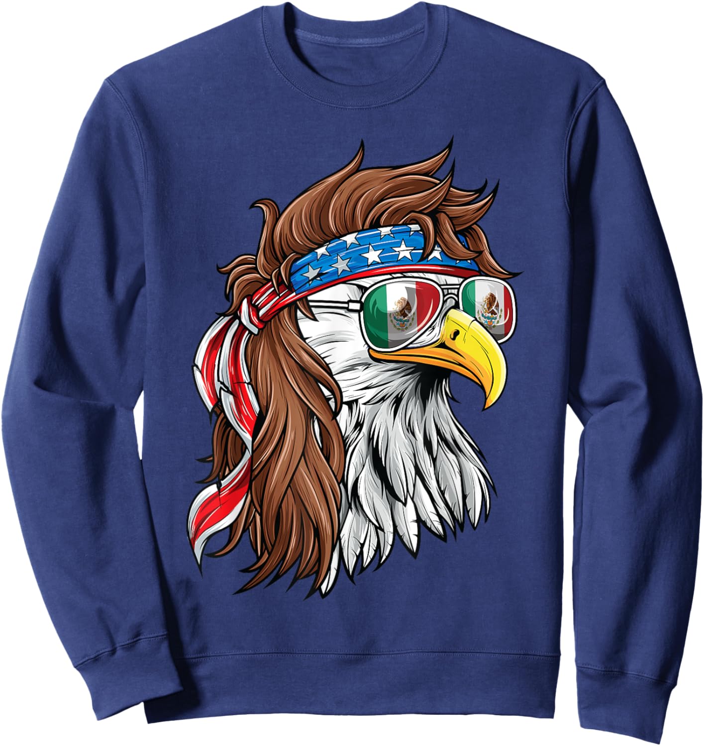 Mexican American Shirt Bald Eagle USA Mexico Flag July 4th Sweatshirt - Sweatshirt | Navy