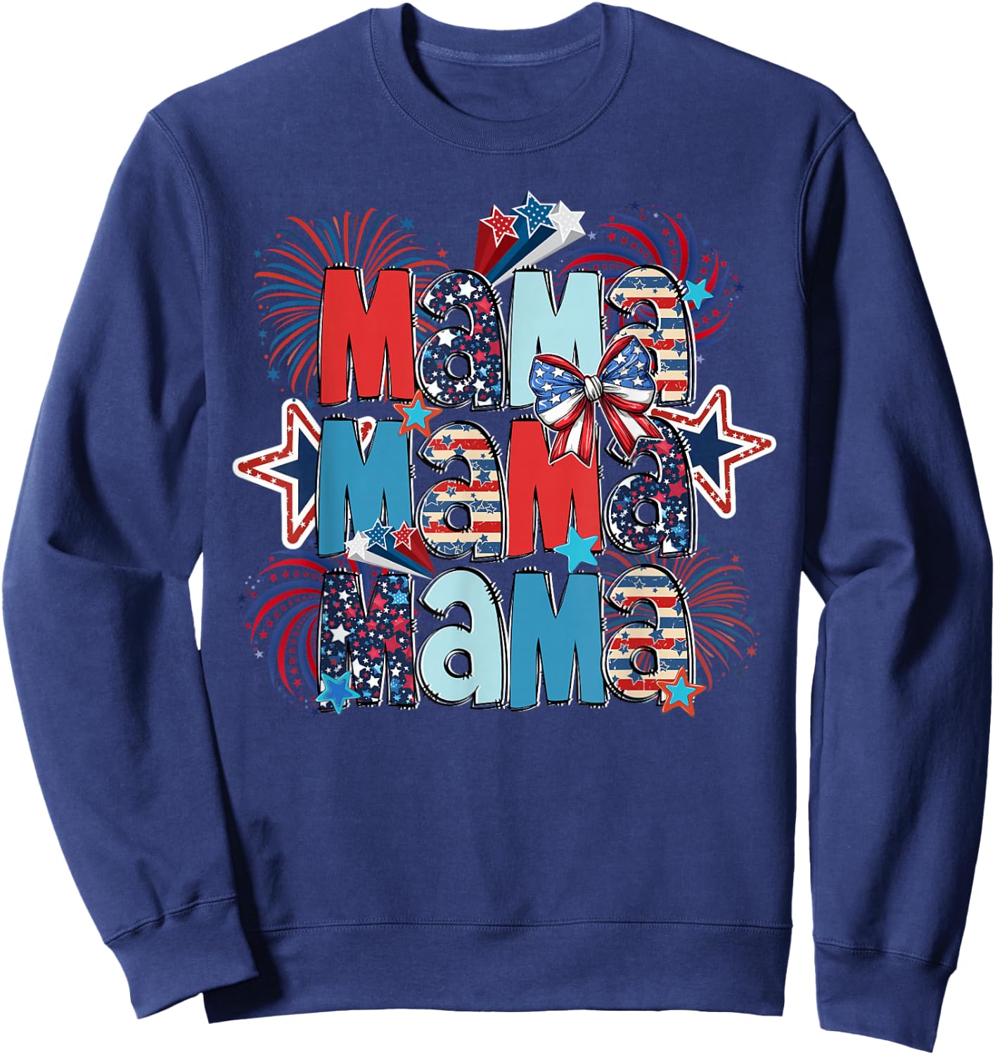 American Mama 4th of July Patriotic Mom Mothers Day Women Sweatshirt - Sweatshirt | Navy