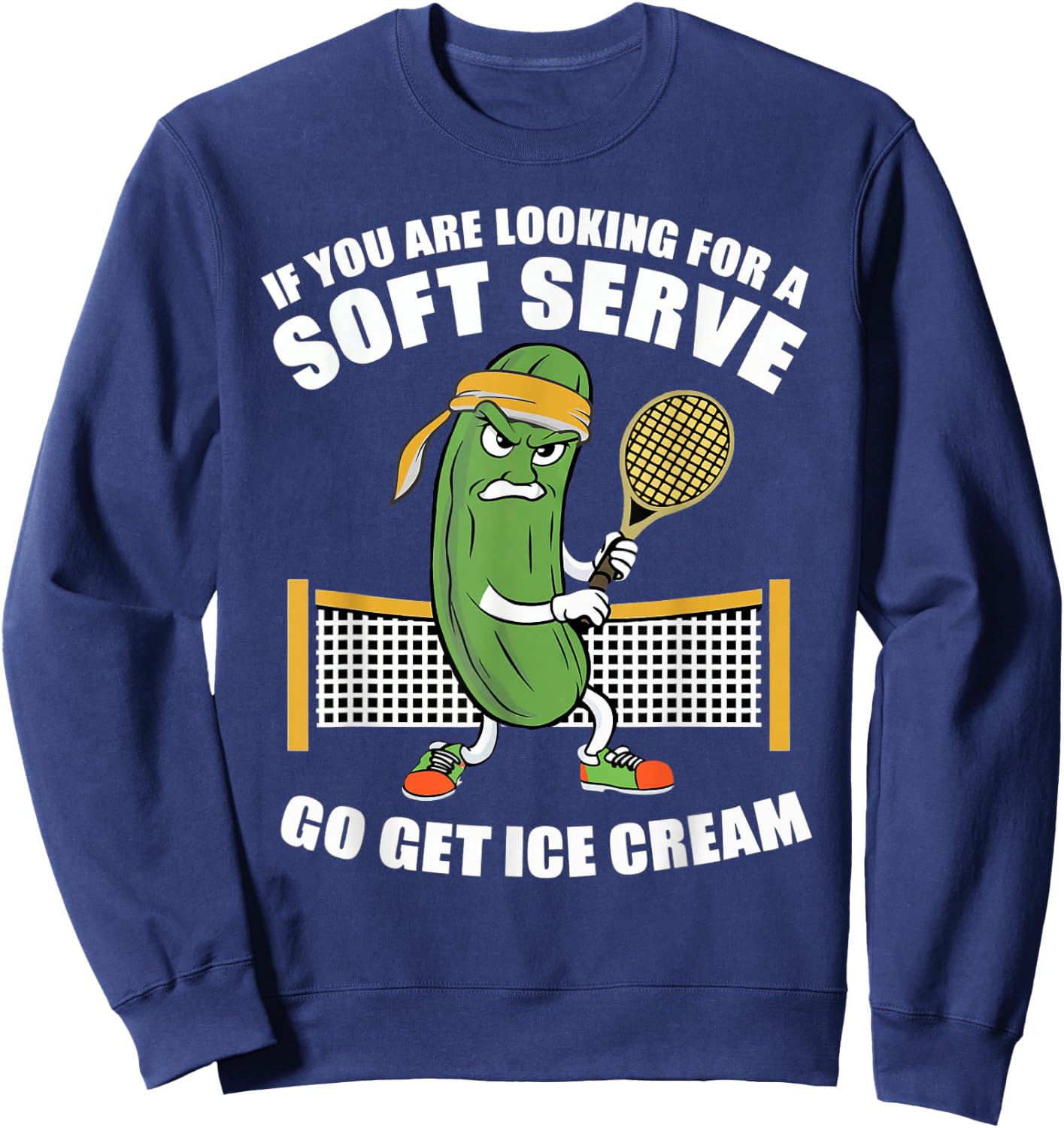 Funny Pickleball Playing Pickle Tennis Soft Serve Ice Cream Sweatshirt - Sweatshirt | Navy