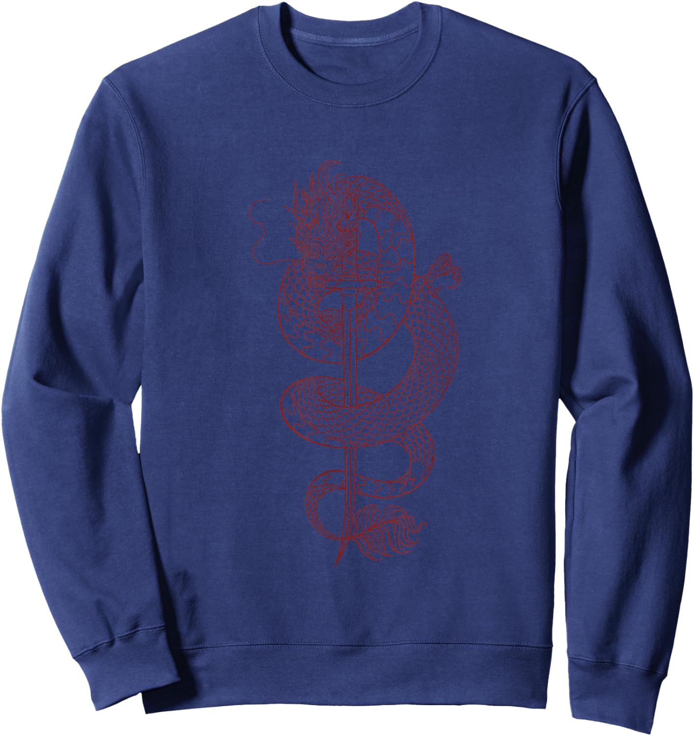 Japanese Dragon around Sword of a Samurai Sweatshirt - Sweatshirt | Navy