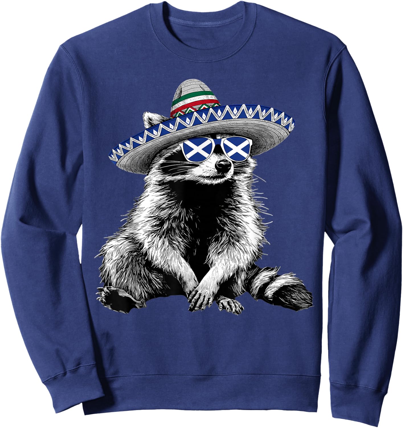 Scotland Roots Raccoon Scottish Flag Sweatshirt - Sweatshirt | Navy