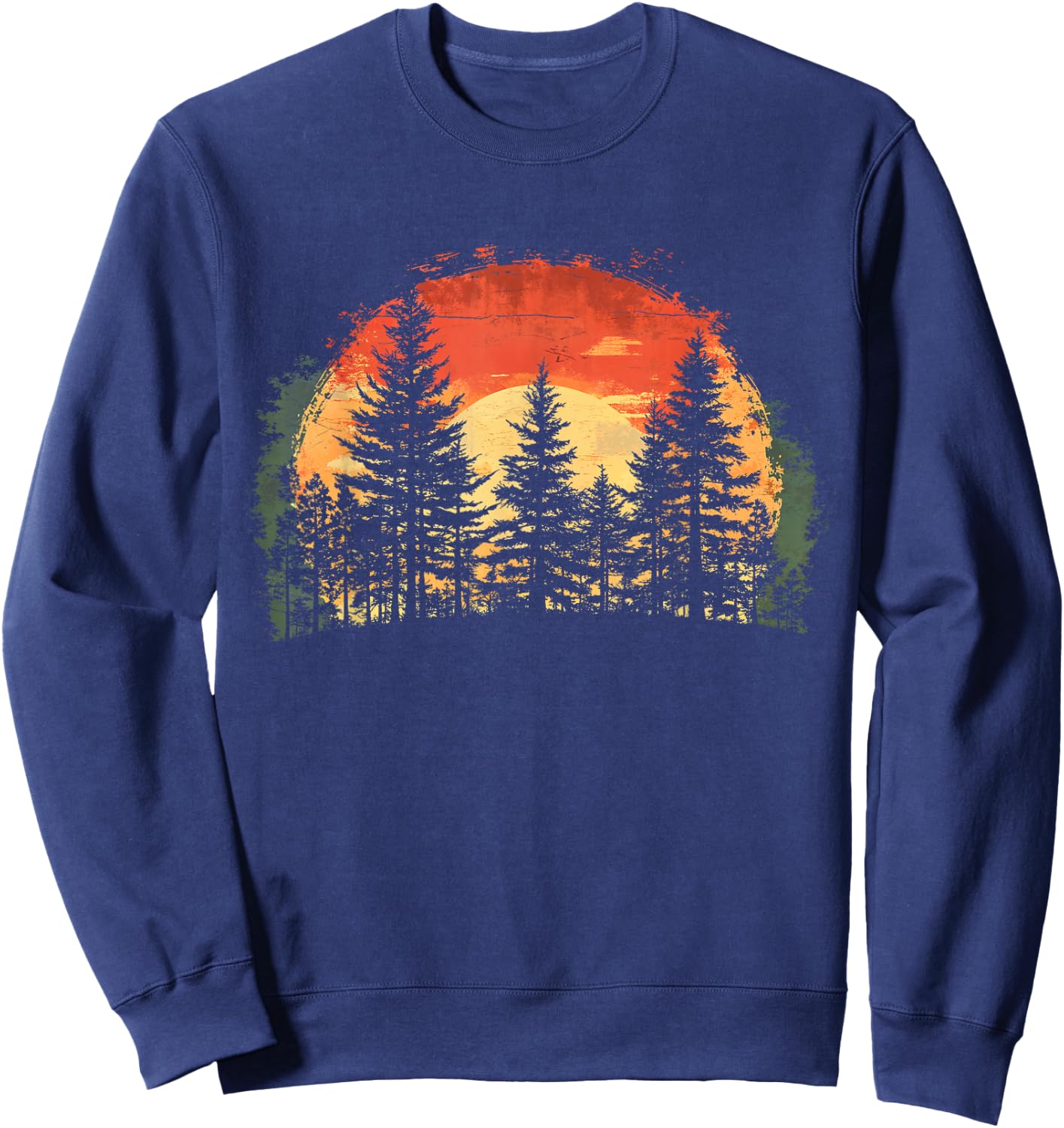 Sunset Tree Nature Lovers Trees Retro Forest Sweatshirt - Sweatshirt | Navy