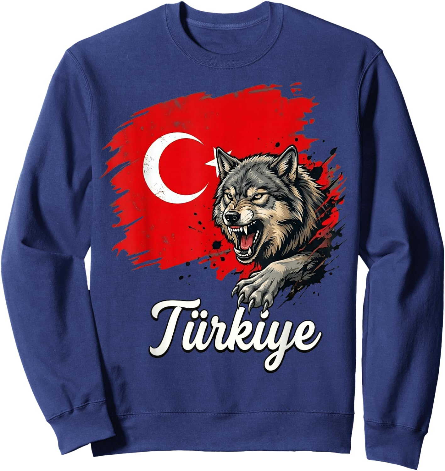 Fierce Wolf Türkiye Flagge Patriot Türkei Sweatshirt - Sweatshirt | Navy