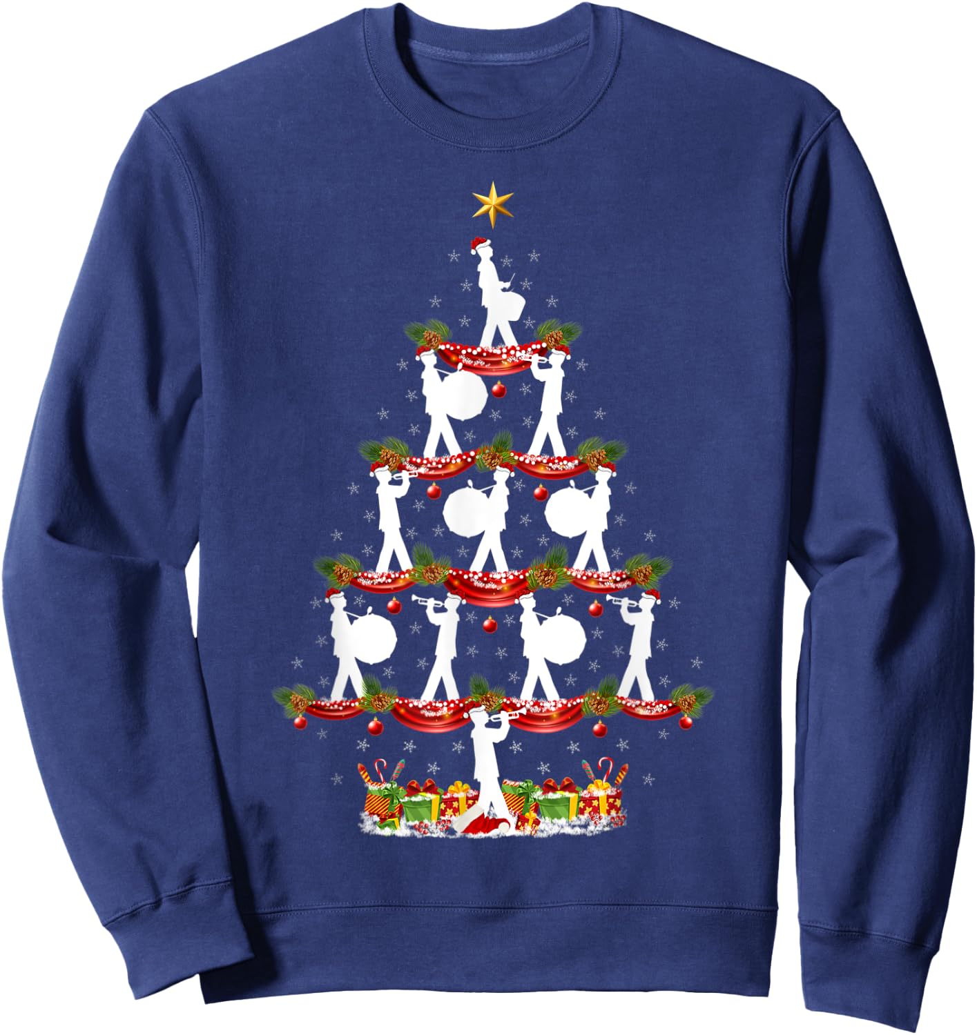 Funny Xmas Lighting Marching Band Christmas Tree Sweatshirt - Sweatshirt | Navy