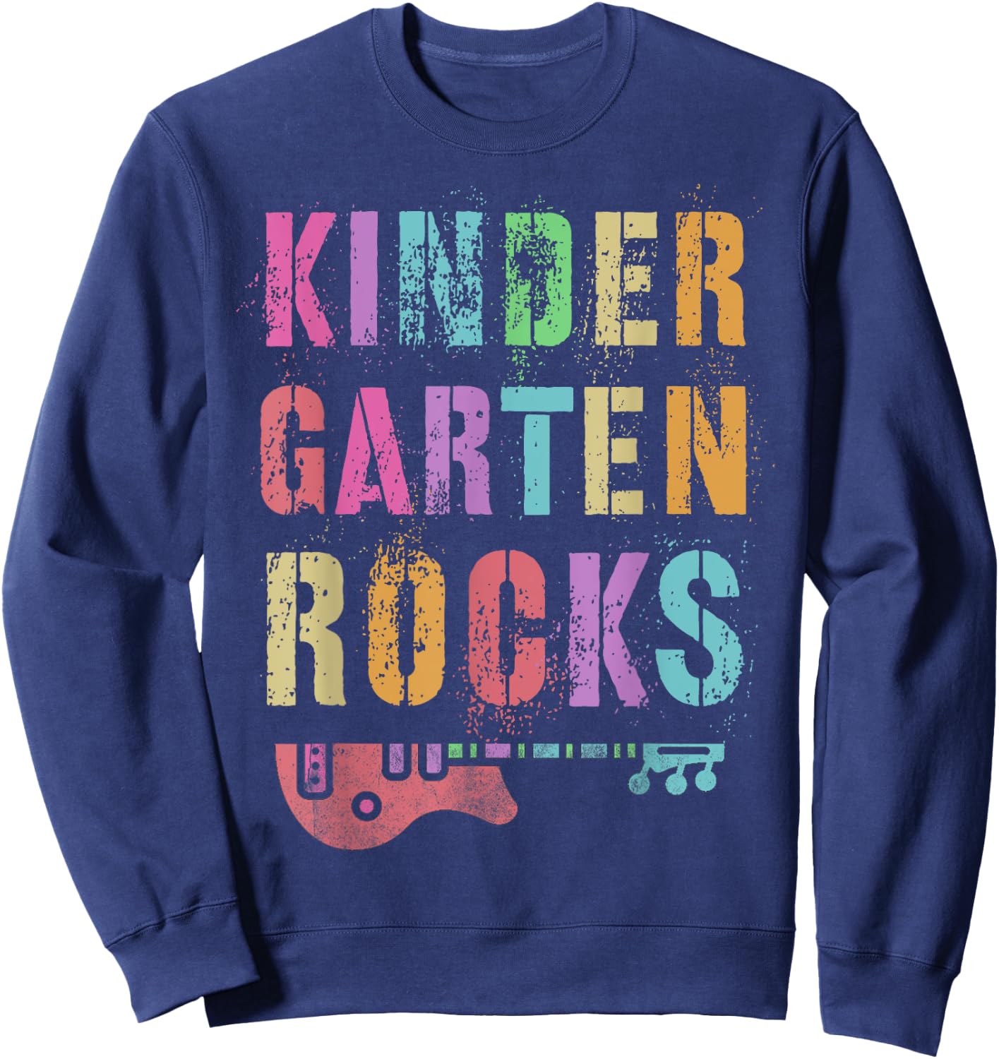 KINDERGARTEN ROCKS Teacher Crew Rock Star Kinder Team Sweatshirt - Sweatshirt | Navy