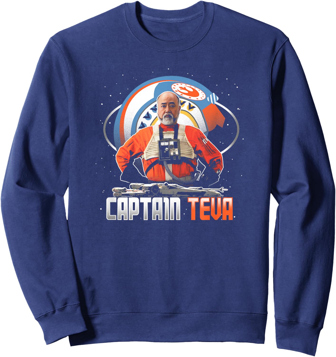 Star Wars: The Mandalorian Captain Teva Retro Space Poster Sweatshirt - Sweatshirt | Navy