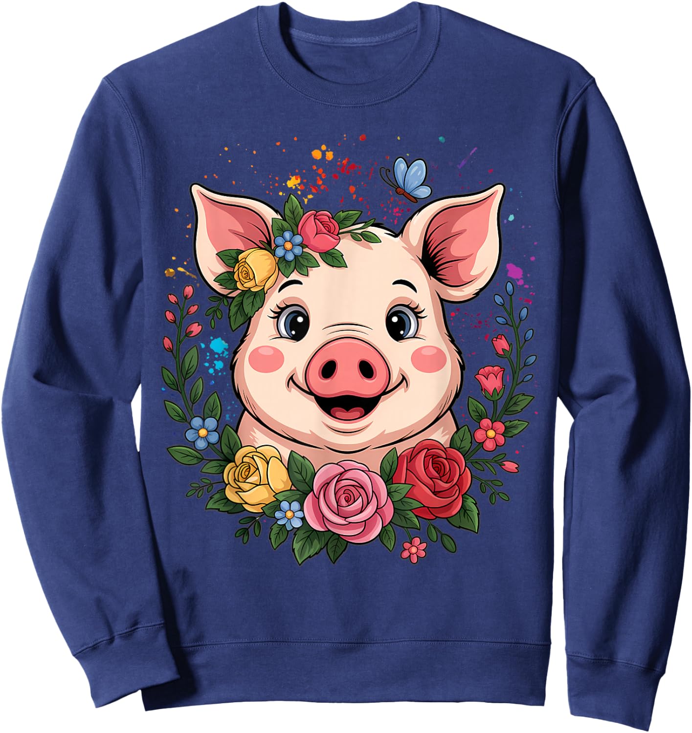 Cute Pig Lover Art Girls Unique Piggy Related Sweatshirt - Sweatshirt | Navy