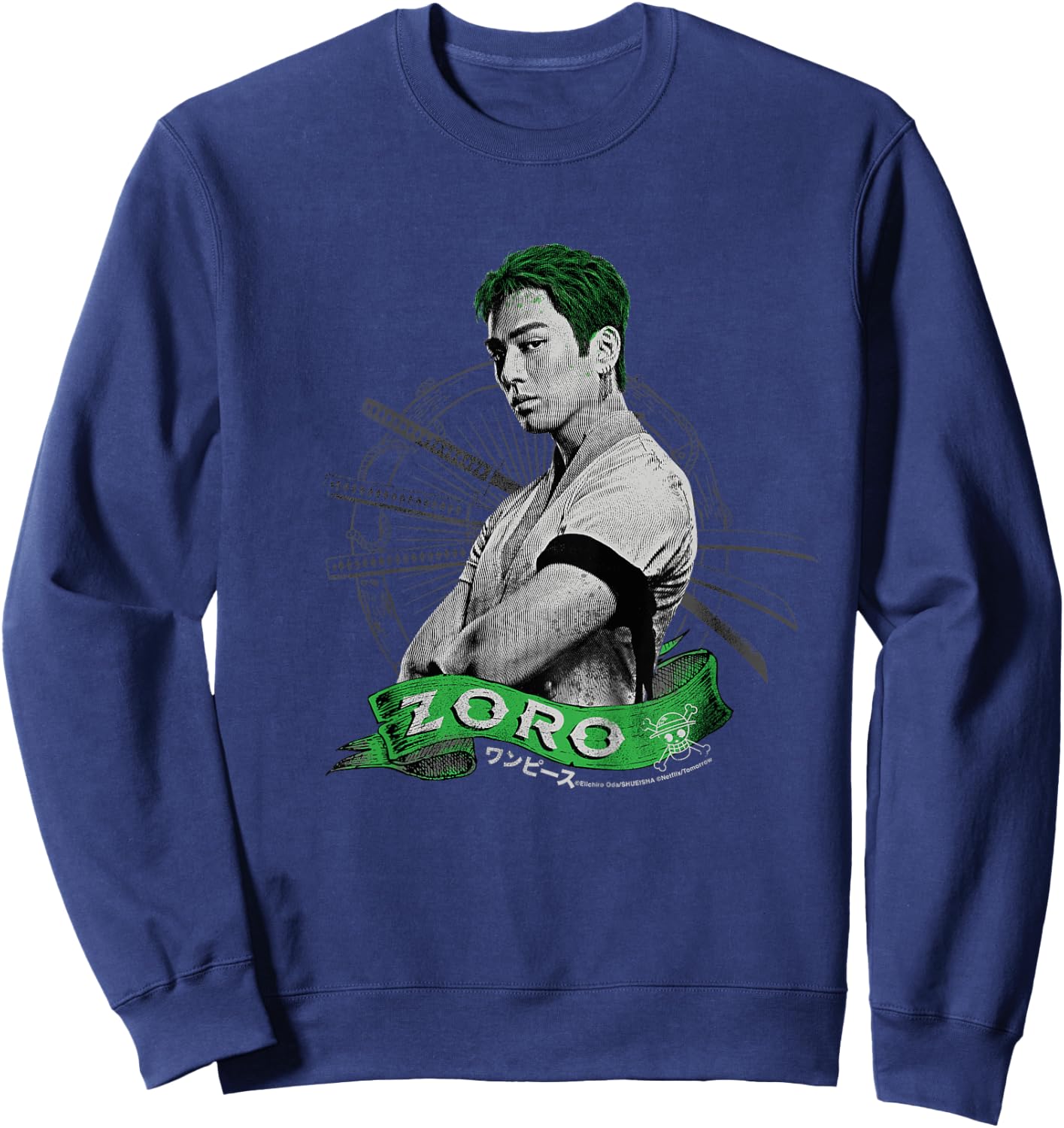 Kinder Roronoa Zoro Live Action Strohhut Piratenjäger Kinder Sweatshirt - Sweatshirt | Navy
