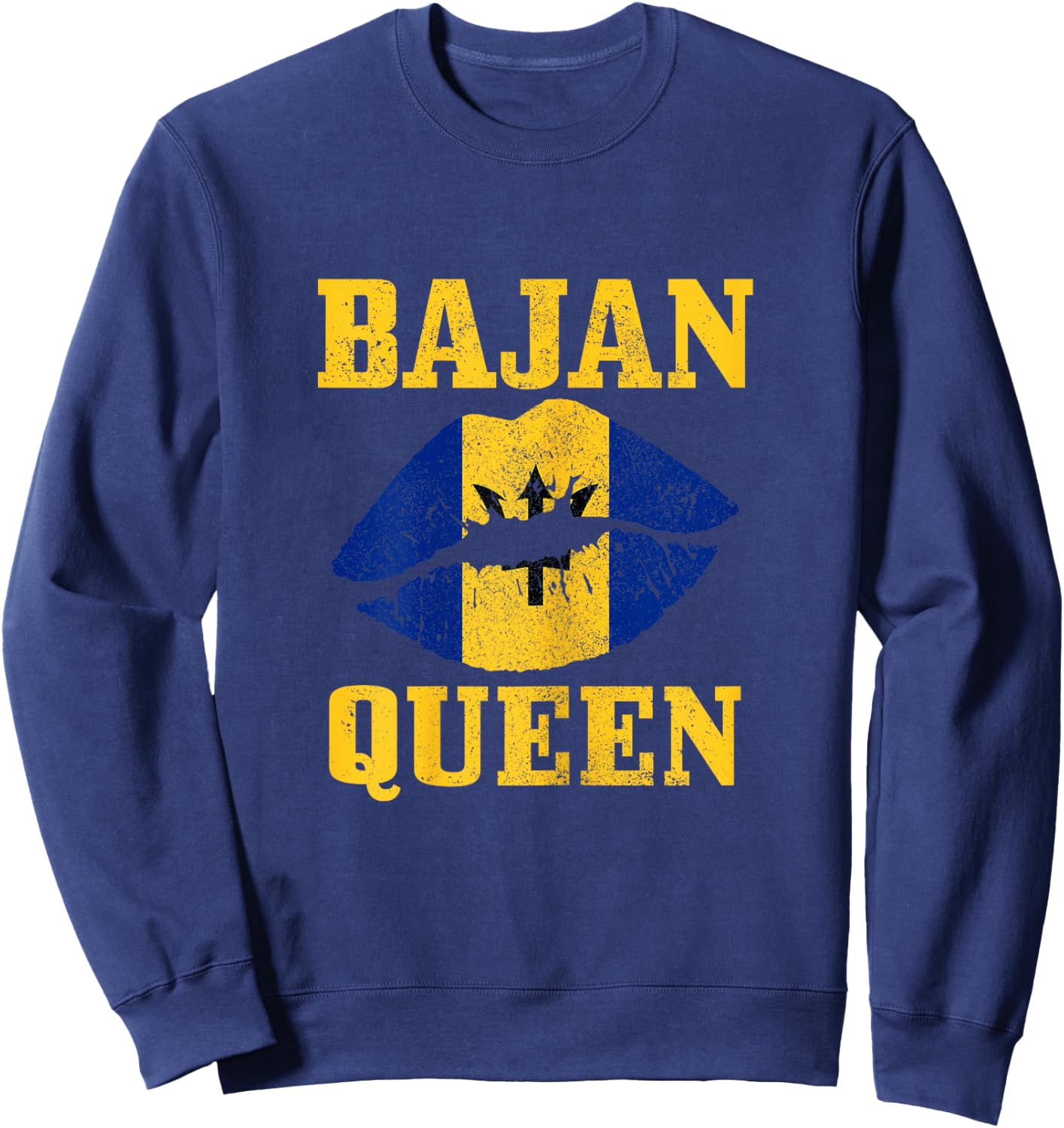 Bajan Queen Barbados Flag Pride Vintage Girl Women Sweatshirt - Sweatshirt | Navy