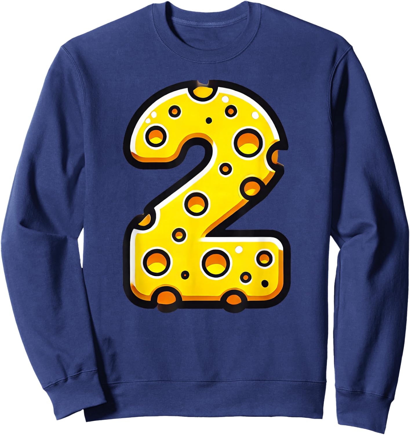 Cheese Happy 2nd Birthday Number Two Boys Girls Kids Sweatshirt - Sweatshirt | Navy