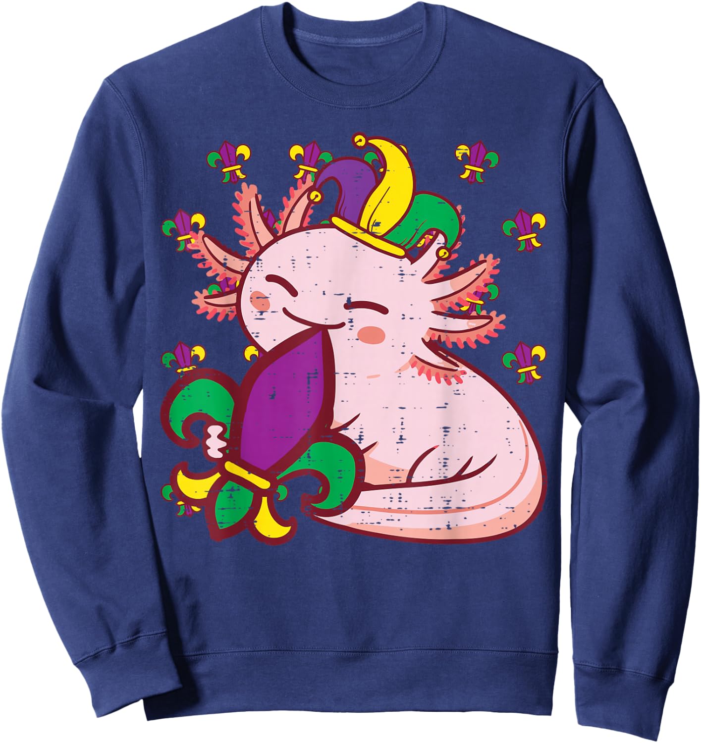 Mardi Gras Axolotl Fat Tuesday Boys Girls Kids Women Men Sweatshirt - Sweatshirt | Navy
