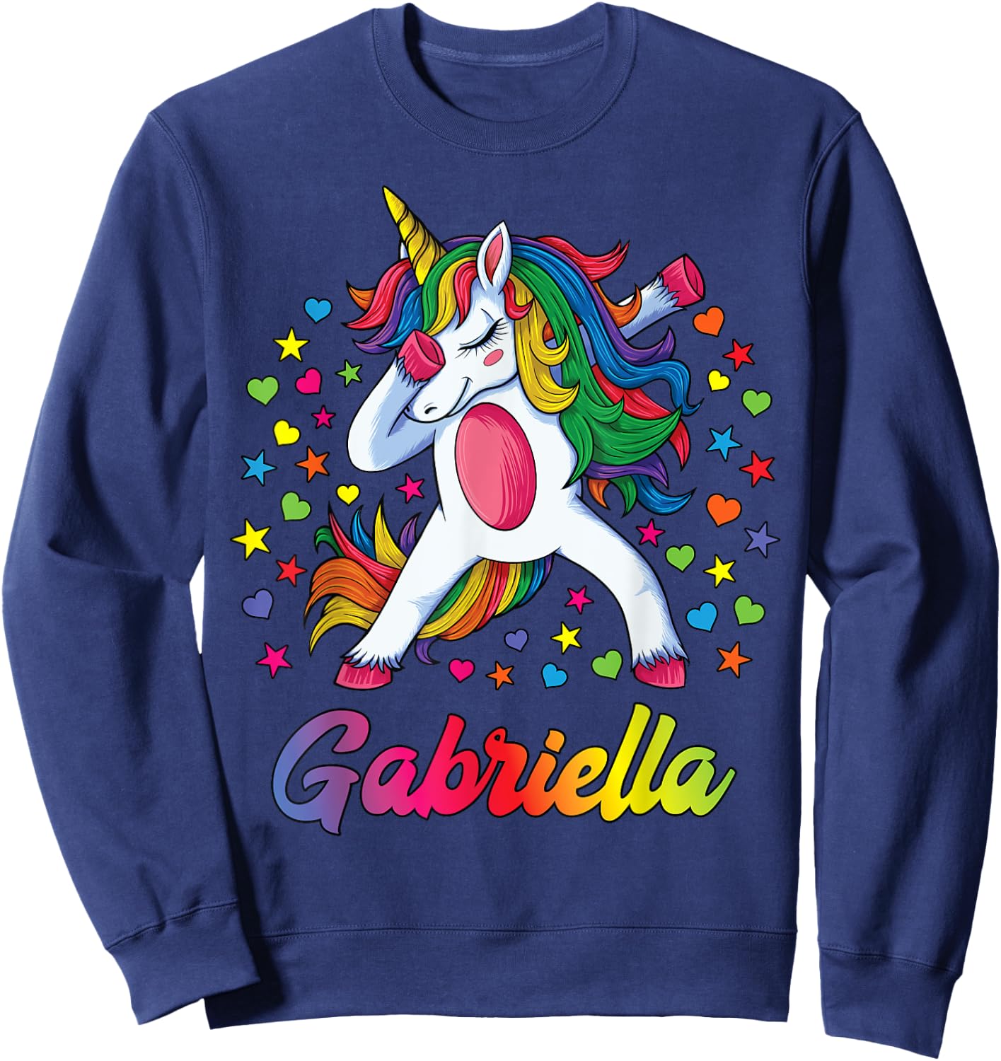 Gabriella Dabbing Unicorn Rainbow Personalized Name Custom Sweatshirt - Sweatshirt | Navy