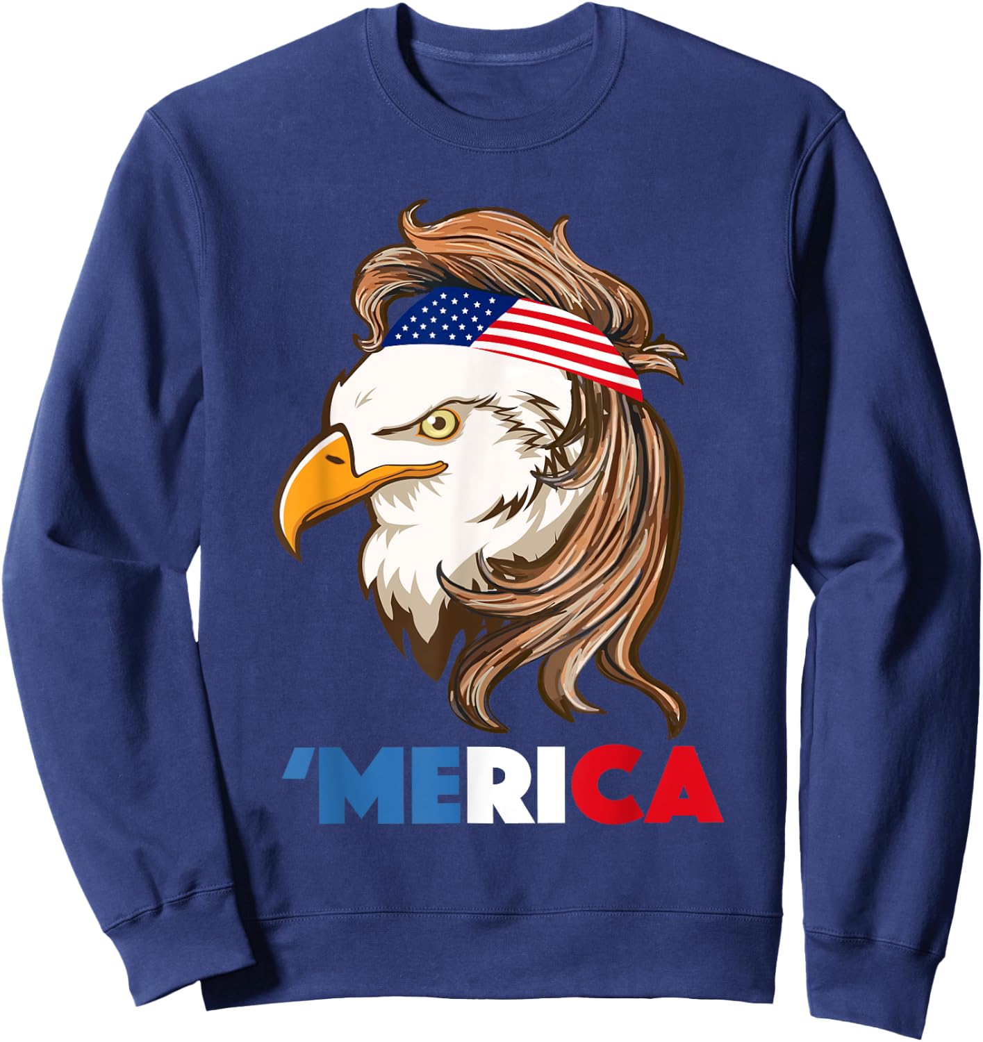 Bald Eagle Mullet 4th of July Gifts American Flag Merica USA Kids Men Sweatshirt - Sweatshirt | Navy