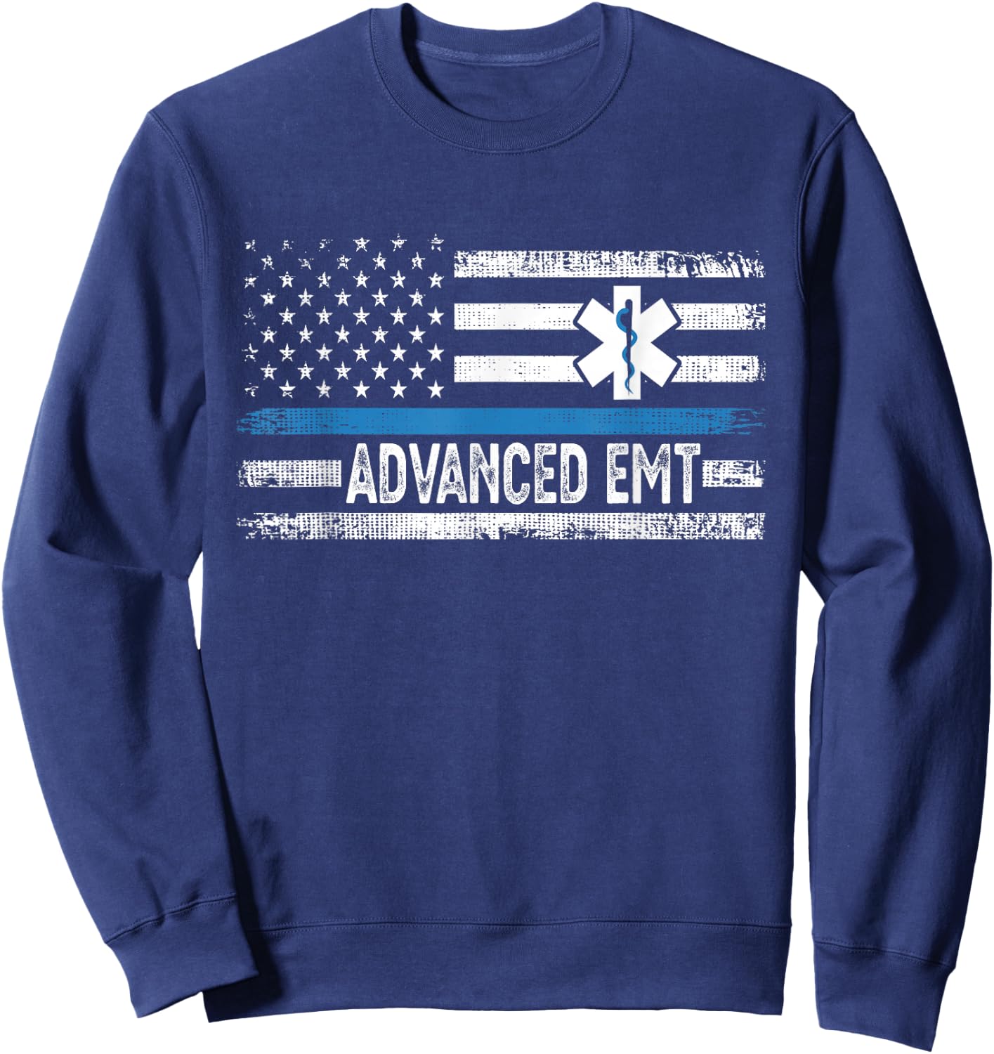 American Flag USA Advanced EMT AEMT Medical Technician Sweatshirt - Sweatshirt | Navy