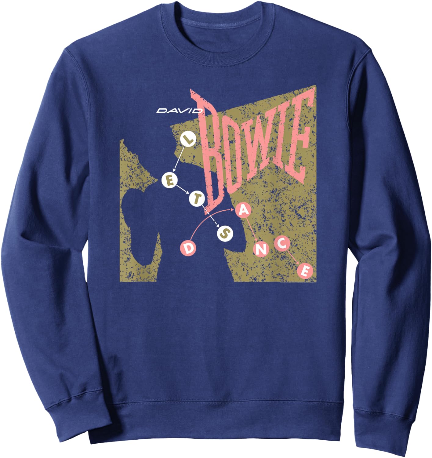 David Bowie Let's Dance Pink and Gold , Black, S Sweatshirt - Sweatshirt | Navy