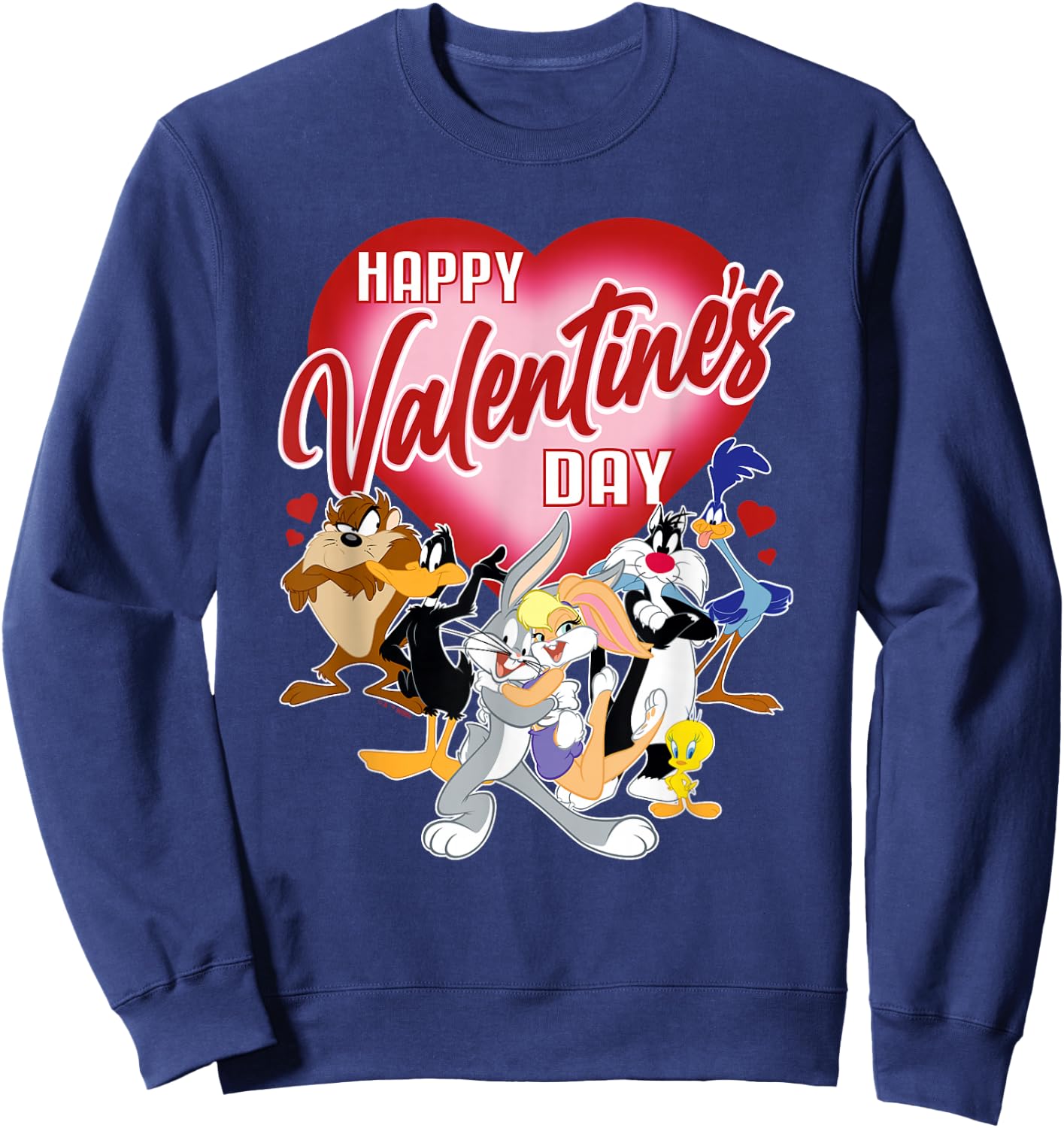 Looney Tunes Valentines Day Bugs Lola Tweety Taz Daffy Sweatshirt - Sweatshirt | Navy