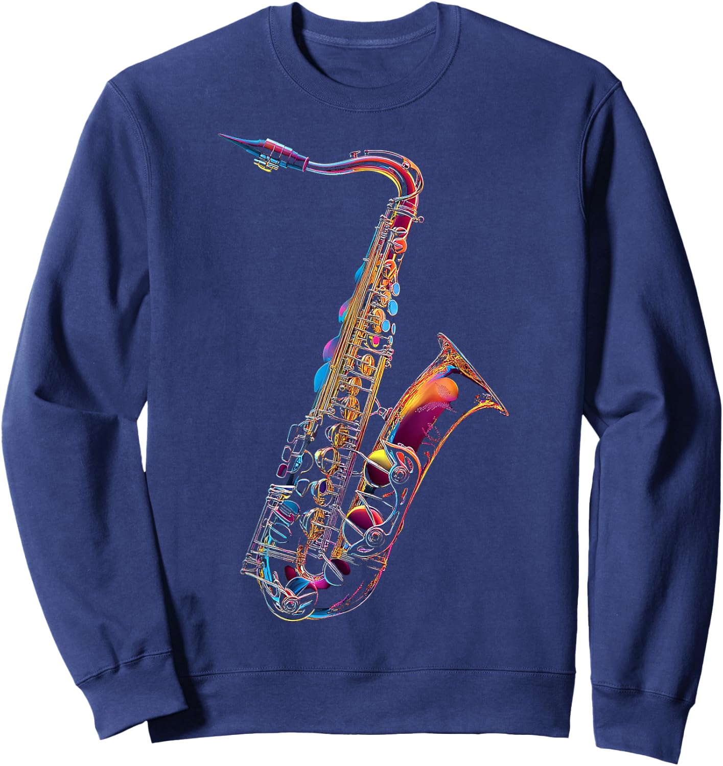 Saxophone Music Instrument Motif Illustration Saxophone Sweatshirt - Sweatshirt | Navy