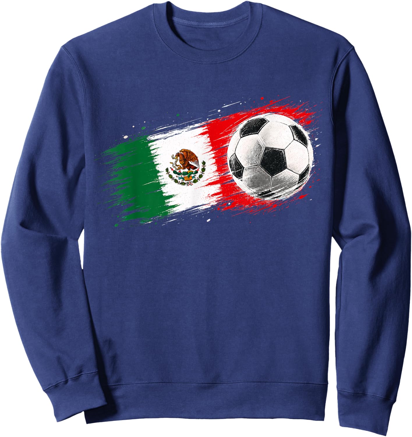 Mexico Soccer Ball Mexico Flag Sweatshirt - Sweatshirt | Navy