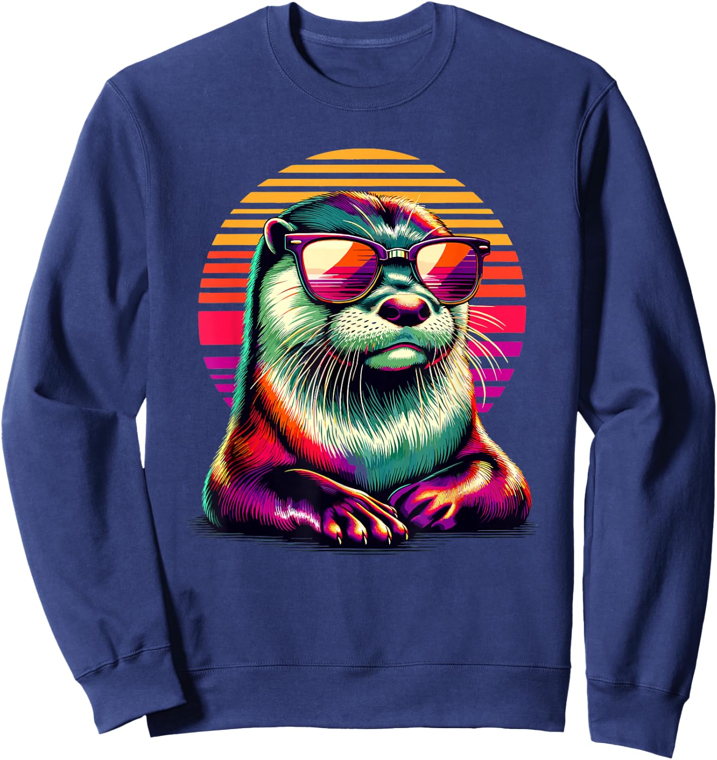 Colorful Pop Art Sunglasses Otter Sea Otters Sweatshirt - Sweatshirt | Navy