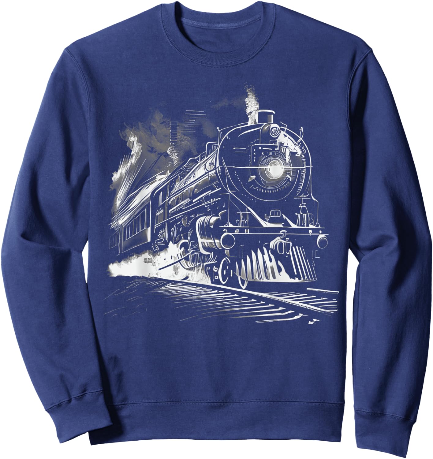 Steam Train Locomotive Train Vintage Train , Black, S Sweatshirt - Sweatshirt | Navy