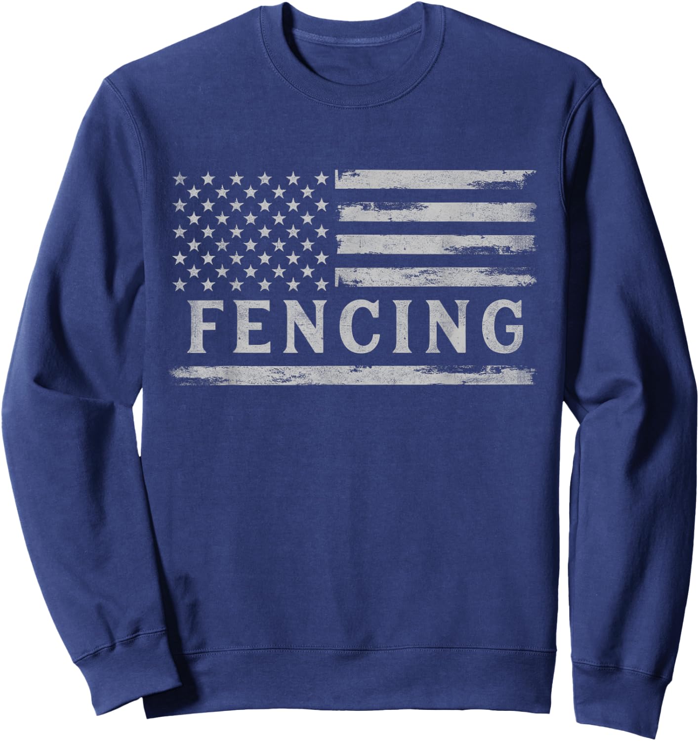 Fencing Grey Vintage USA Flag Fencer Coach Sweatshirt - Sweatshirt | Navy