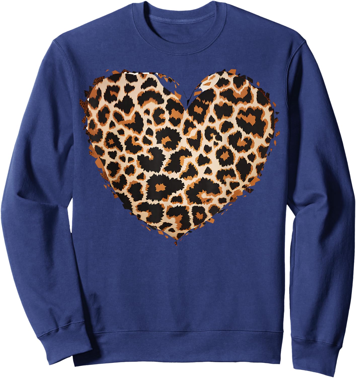 Cheetah Leopard Heart Girls Animal Print , black Sweatshirt - Sweatshirt | Navy
