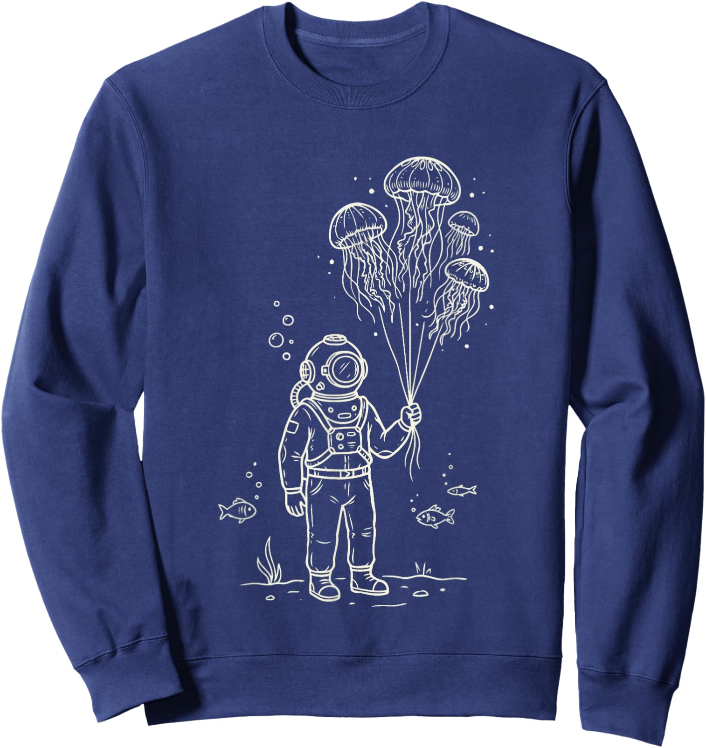 Surreal Ocean Aesthetic Deep Sea Diver Sweatshirt - Sweatshirt | Navy