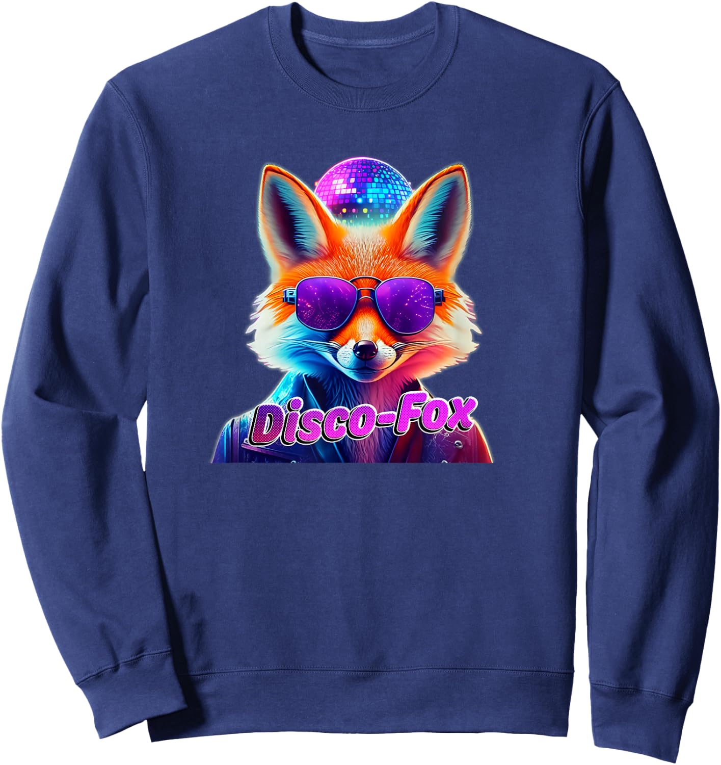 Disco-Fox 80s Funny Fox Colourful Party Funky Gift , black Sweatshirt - Sweatshirt | Navy