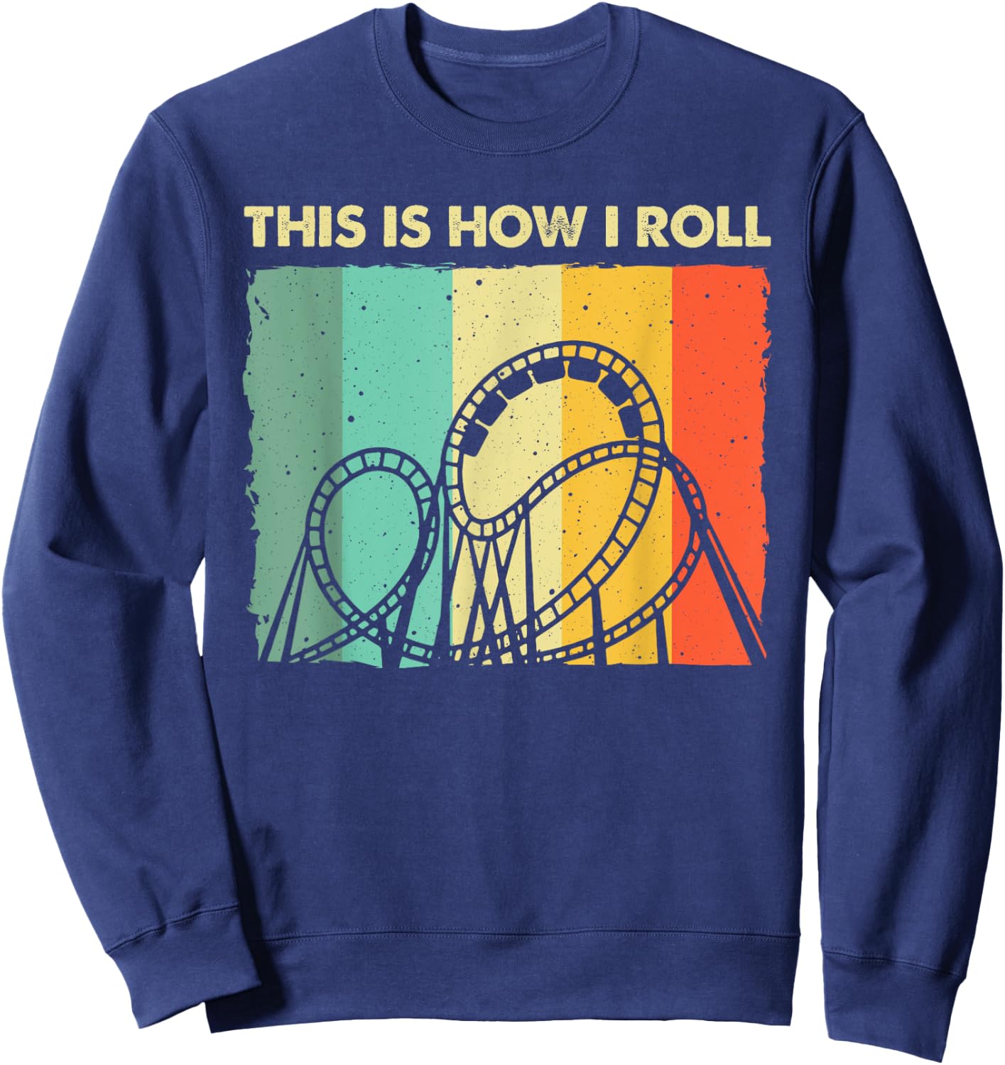 Cool Roller Coaster Women Amusement Theme Park Retro Sweatshirt - Sweatshirt | Navy