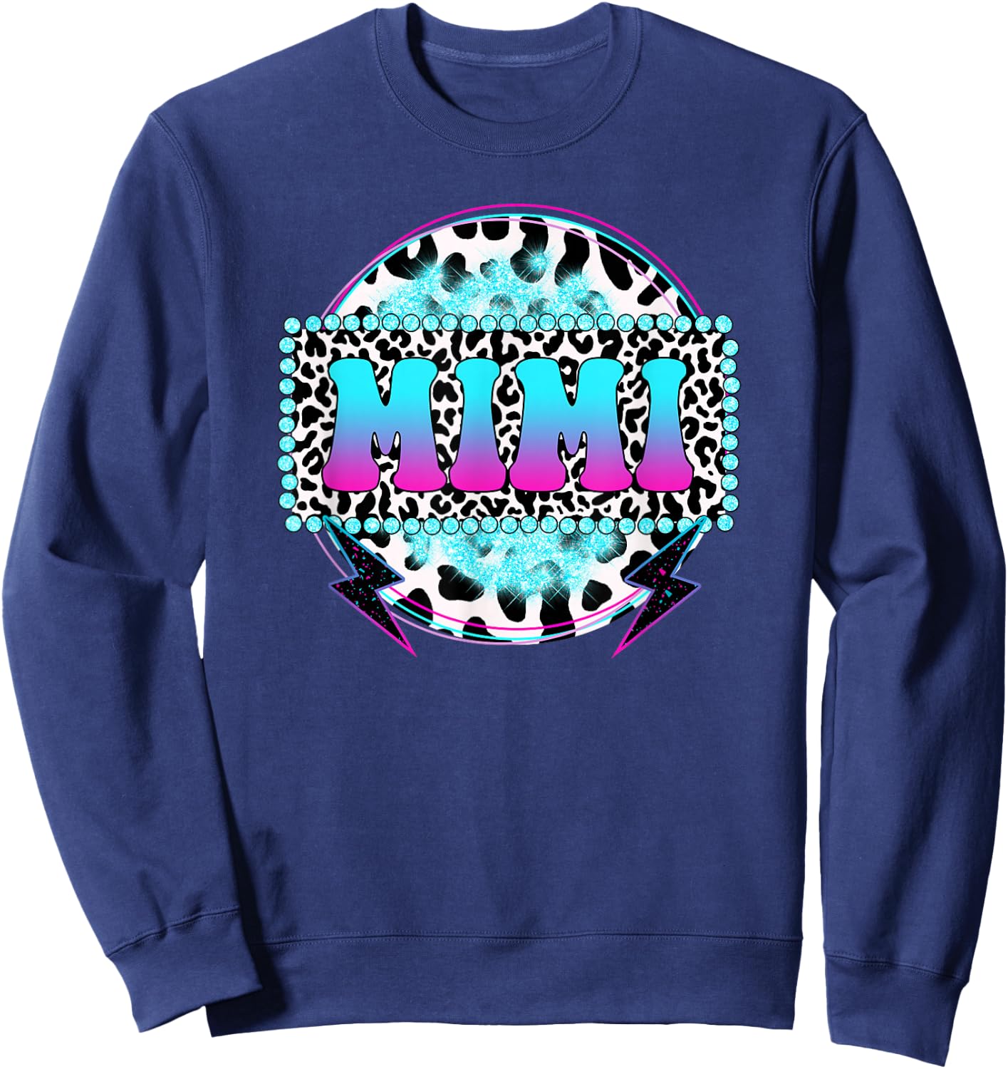 Groovy Mimi Cow Print Pattern Grandma Mother's Day Sweatshirt - Sweatshirt | Navy