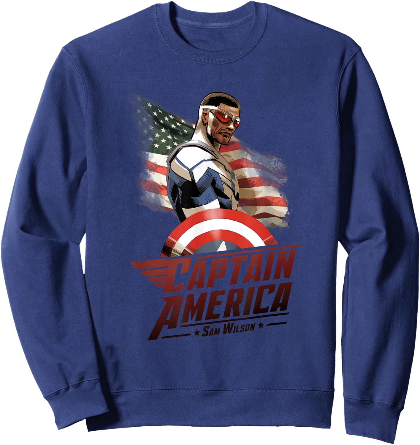 Marvel Avengers Sam Wilson Captain America Flag Sweatshirt - Sweatshirt | Navy