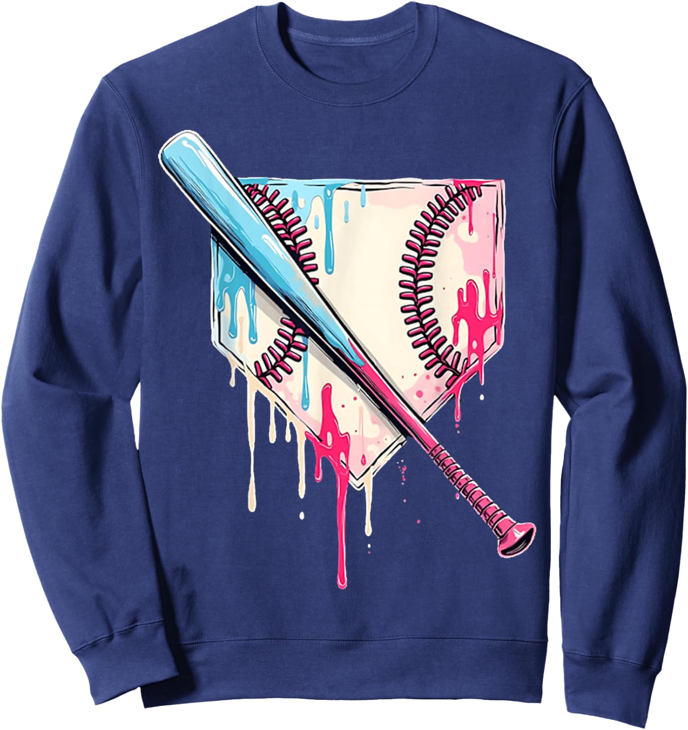 Cool Sport Baseball Home Plate Drip With Sprinkles Drip Sweatshirt - Sweatshirt | Navy
