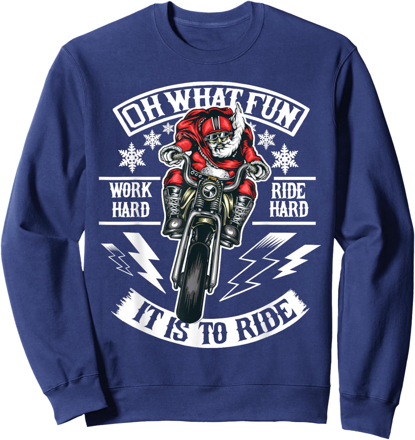 Christmas Motorcycle Santa Biker Sweatshirt - Sweatshirt | Navy