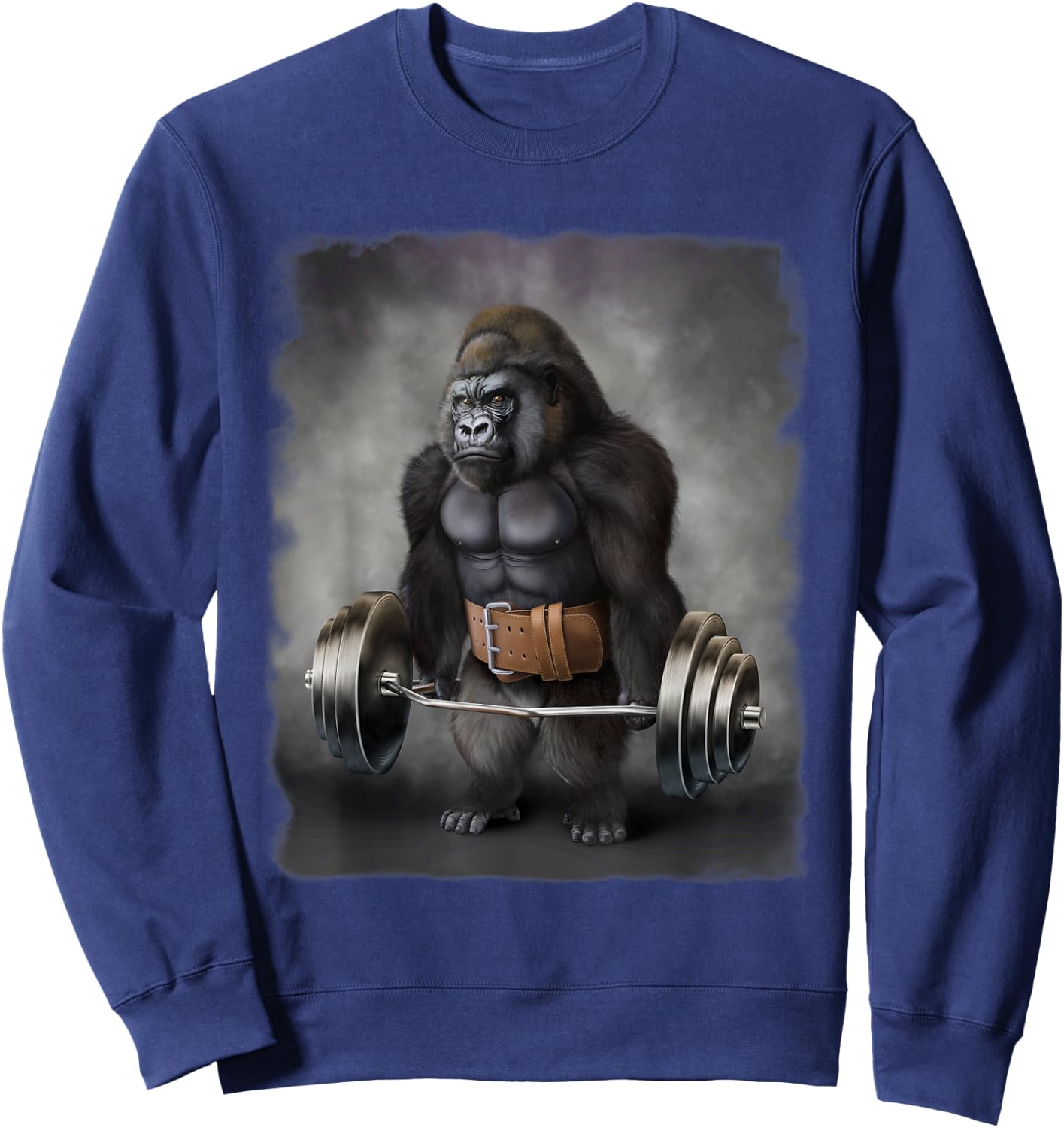 Gorilla Muscle Training with Barbell Shrug Bar Fitness Gym Sweatshirt - Sweatshirt | Navy