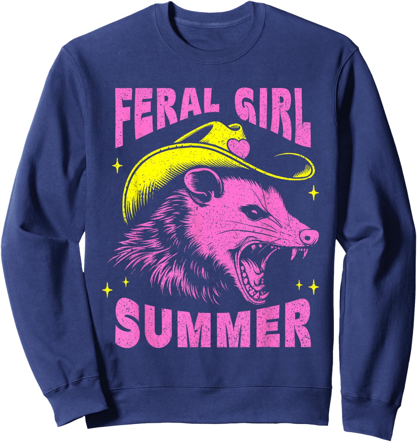 Feral Girl Summer Opossum Vintage Sweatshirt - Sweatshirt | Navy