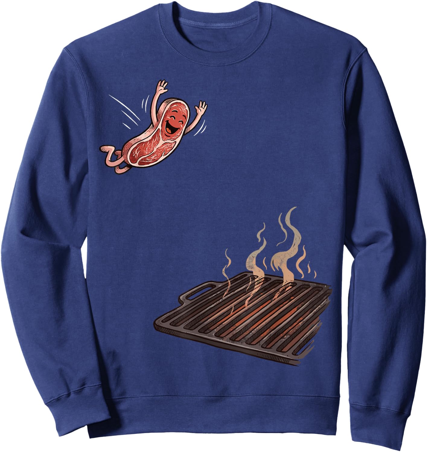 Steak Jumping on to Grill Funny BBQ Sweatshirt - Sweatshirt | Navy