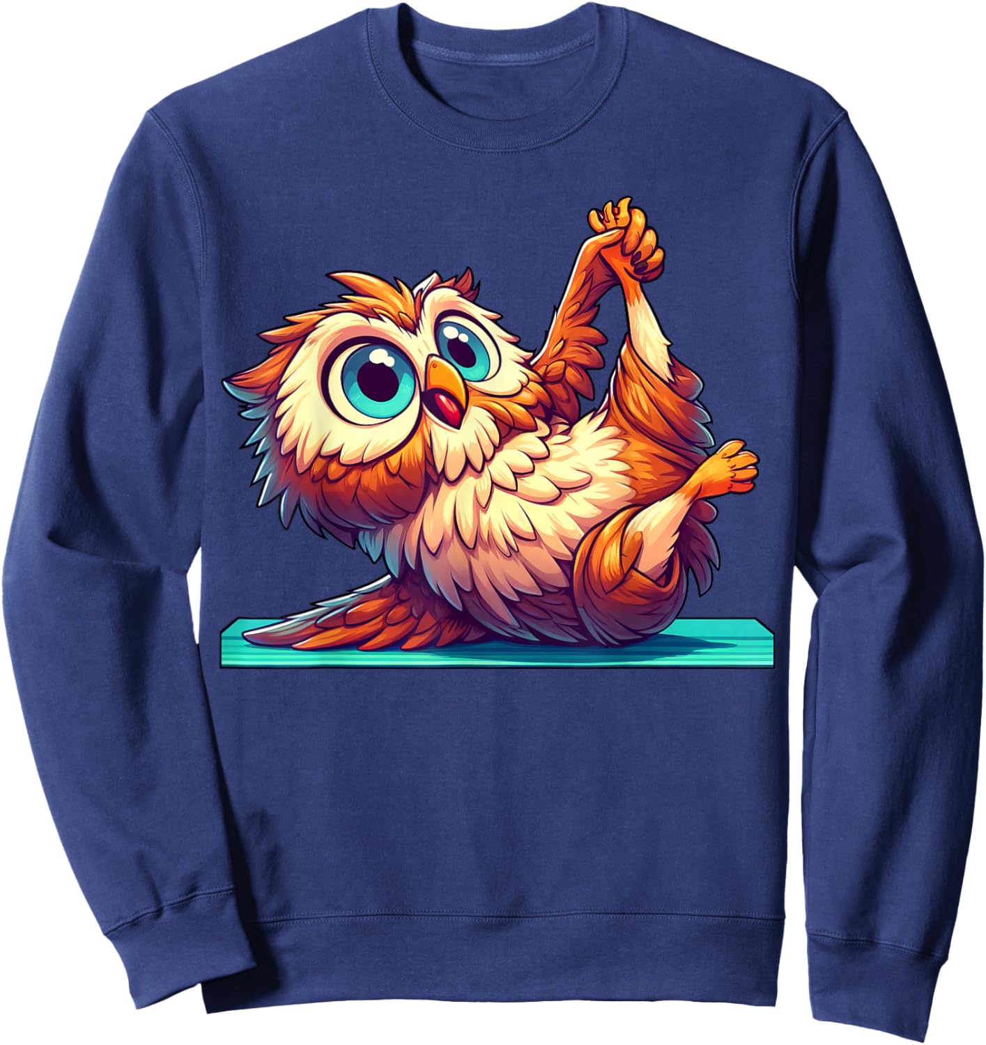 Cartoon Owl Yoga Owl Gymnastics Fitness Workout Sweatshirt - Sweatshirt | Navy