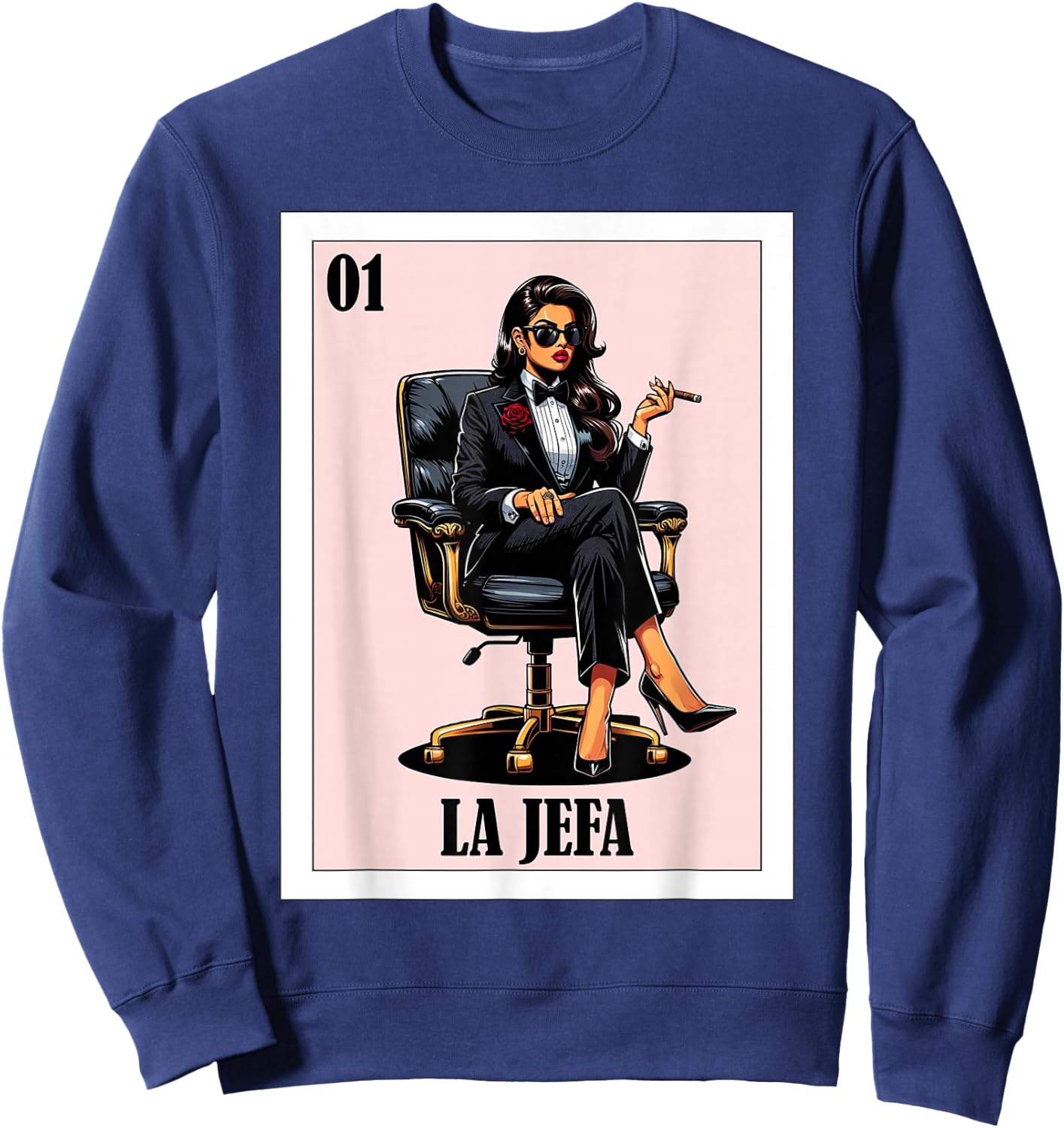 Funny Mexican Design for Hispanas - La Jefa Sweatshirt - Sweatshirt | Navy