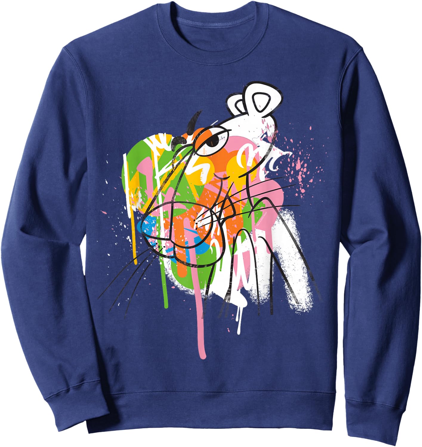 Pink Panther Graffiti Black Line Art Sweatshirt - Sweatshirt | Navy