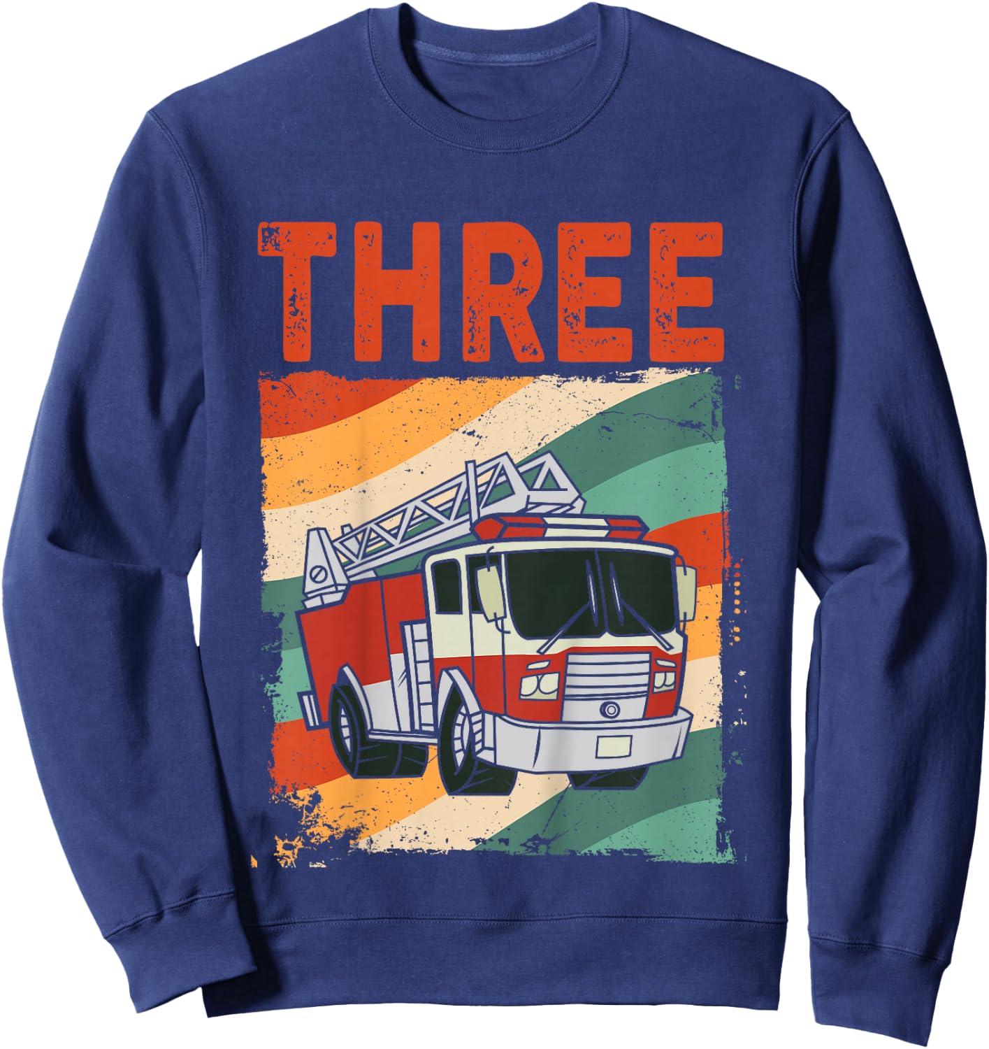 3 Year Old Shirt 3rd Birthday Boy Firefighter Fire Truck Sweatshirt - Sweatshirt | Navy