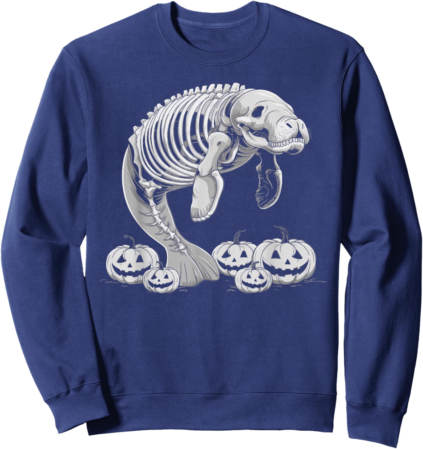 Manatee Skeleton Birthday Halloween Kids Sweatshirt - Sweatshirt | Navy