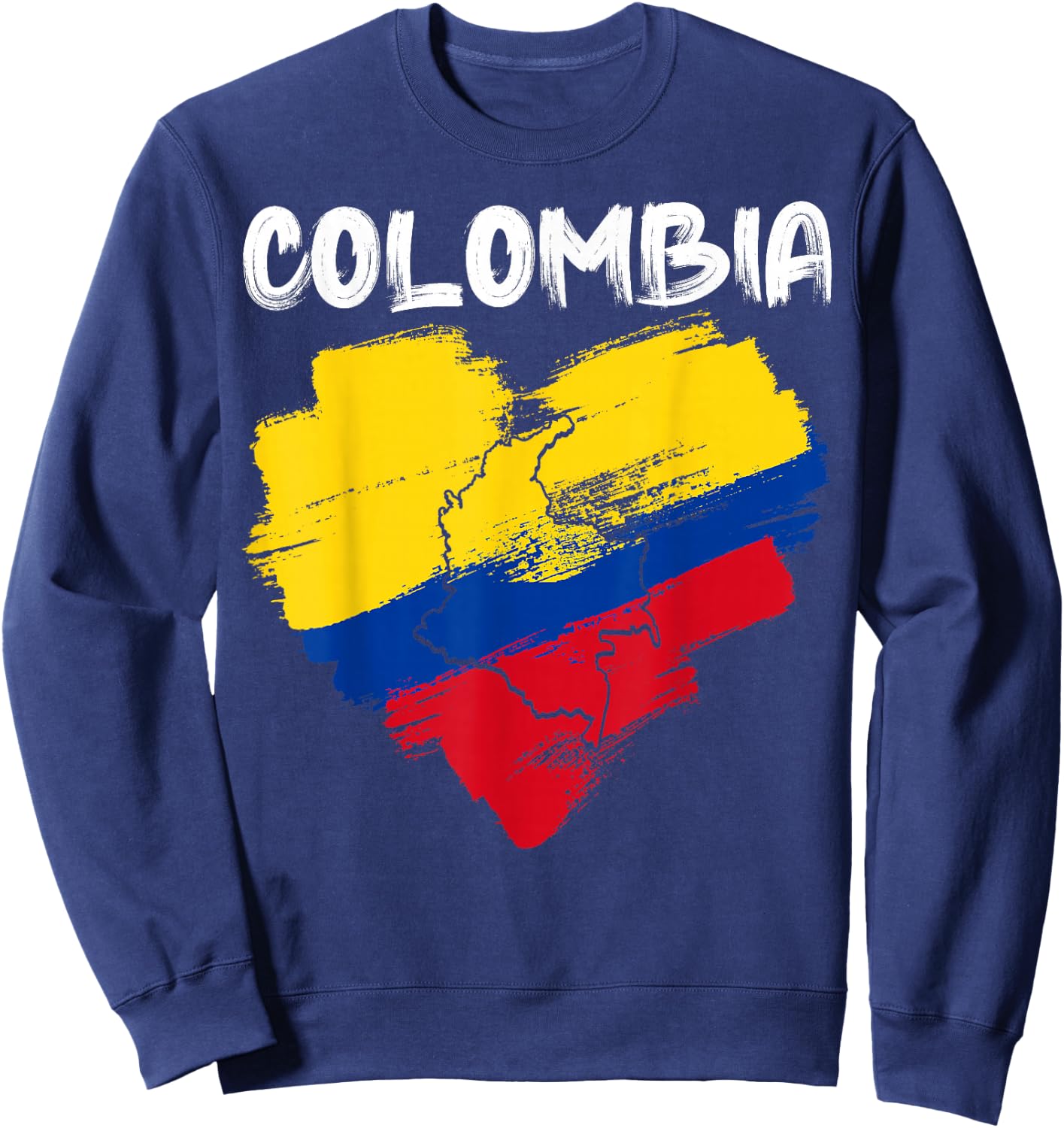 Colombia Pride Hispanic Heritage Month Colombian Flag Heart Sweatshirt - Sweatshirt | Navy
